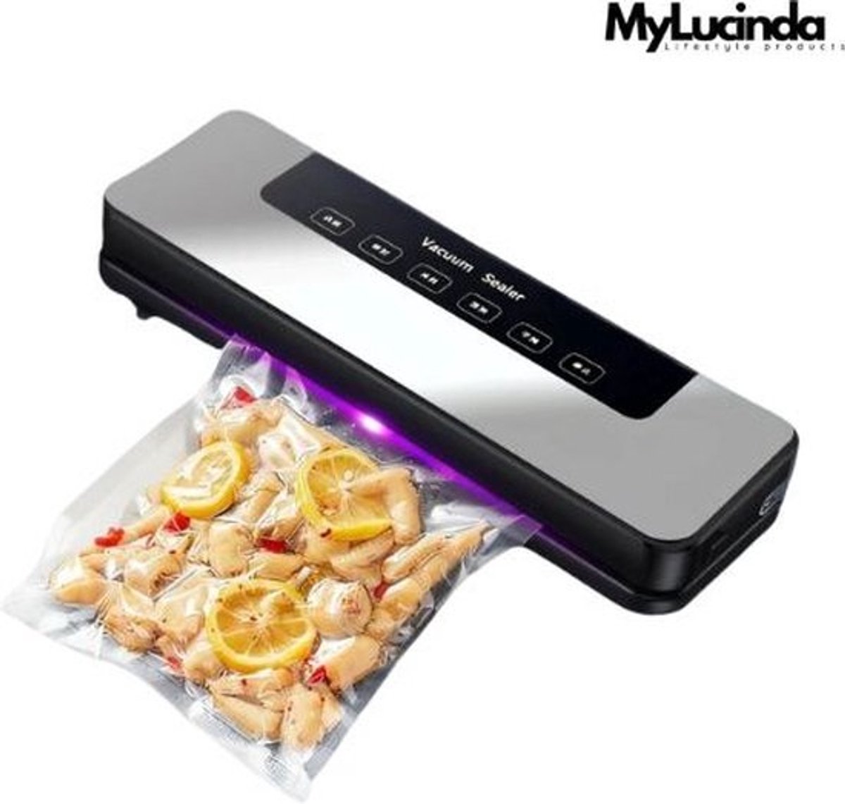 Mylucinda® - Professionele Voedsel Vacuüm Machine - Elektrische Sealer voor Droog en Nat Voedsel - Dubbele Pomp & Thermische Afdichting - Voor Meerdere Zakken Tegelijk - Ideaal voor Conservering