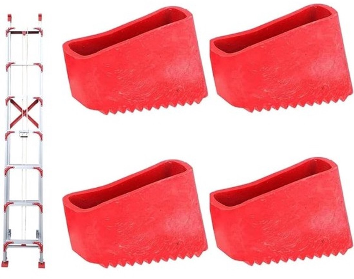 Laddervoeten reservepoten - rubberen voetjes, beschermkappen - rubberen stoppers - gasbestendige houding (rood) telescopische ladder