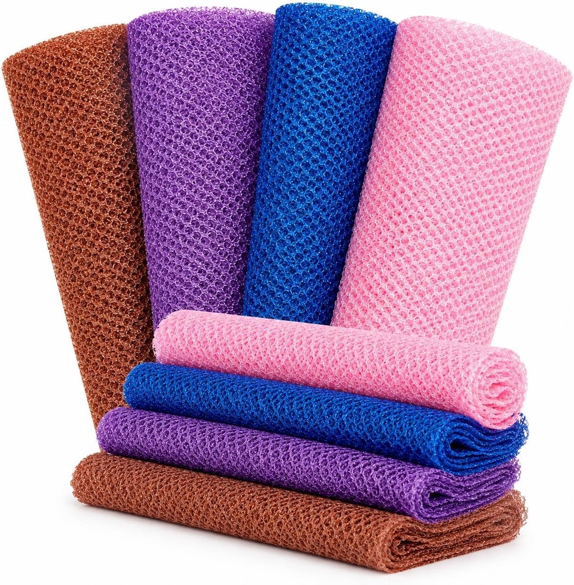 Peeling washandjes set van 4, Afrikaanse net spons, lange douche spons, exfoliatie en huidverzorging 80 x