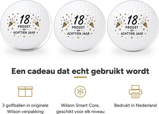 Wilson Golfballen 18 Jaar - Verjaardag Golf Cadeau - 3 stuks - Golfbal met Opdruk van Wilson — afbeelding 2