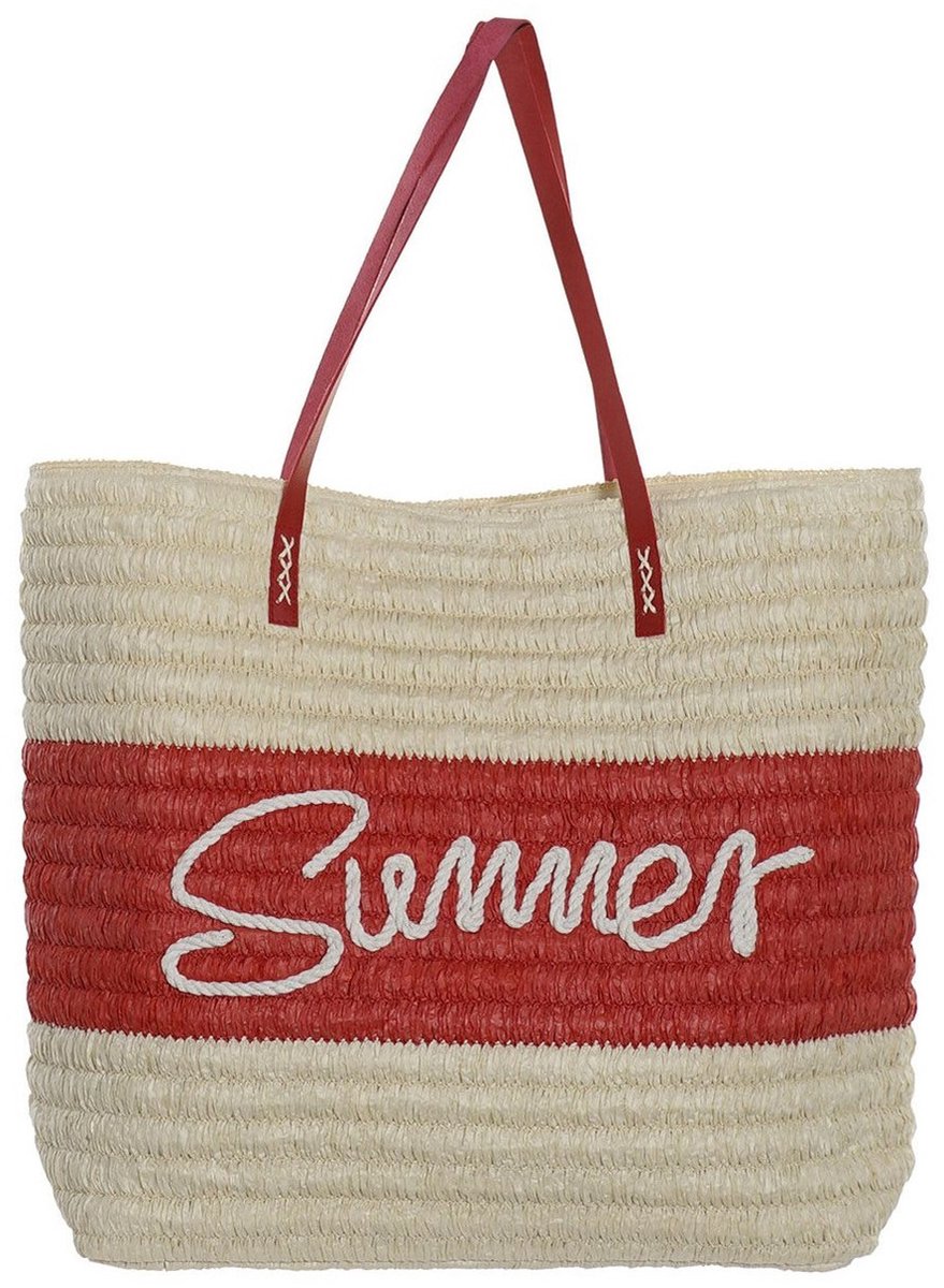 ITEM Strandtas - summer - rood/beige - 38x40 cm - polyester - magneetsluiting