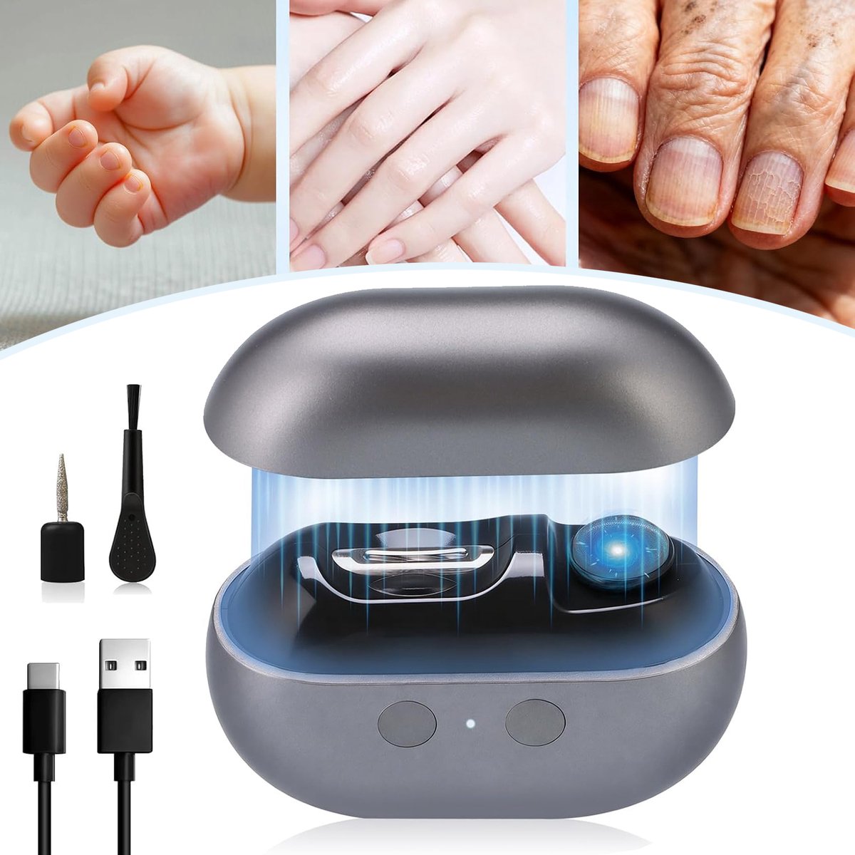 Elektrische Nagelknipper - Slimme Nagelknipper Voor Senioren - Pijnloze Teennagelknipper - Met Led-Verlichting