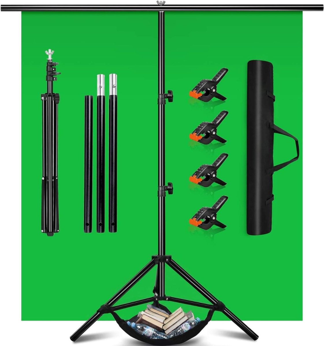 Kavo Greenscreen – Oprolbaar Vrijstaand Achtergrondscherm – Draagbaar Groen Scherm voor Fotografie, Video, Streaming & Online Meetings - Groen - 77cm x 13cm x 11cm