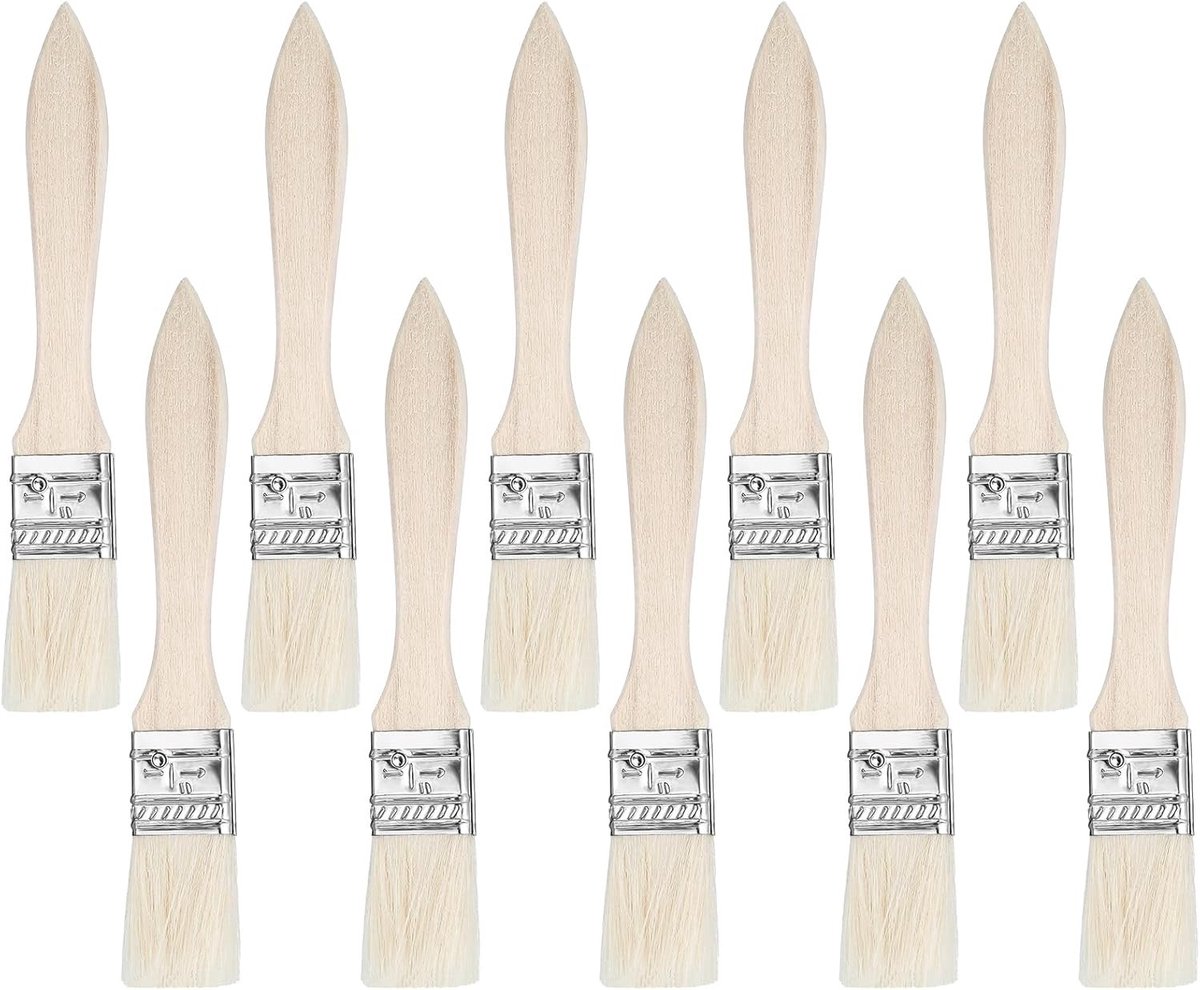 Set van 10 Verfkwasten met Brede 25mm Kop voor Acrylverf, Glazuur en Vernis - Ideaal voor DIY Schilderprojecten en Kleuren