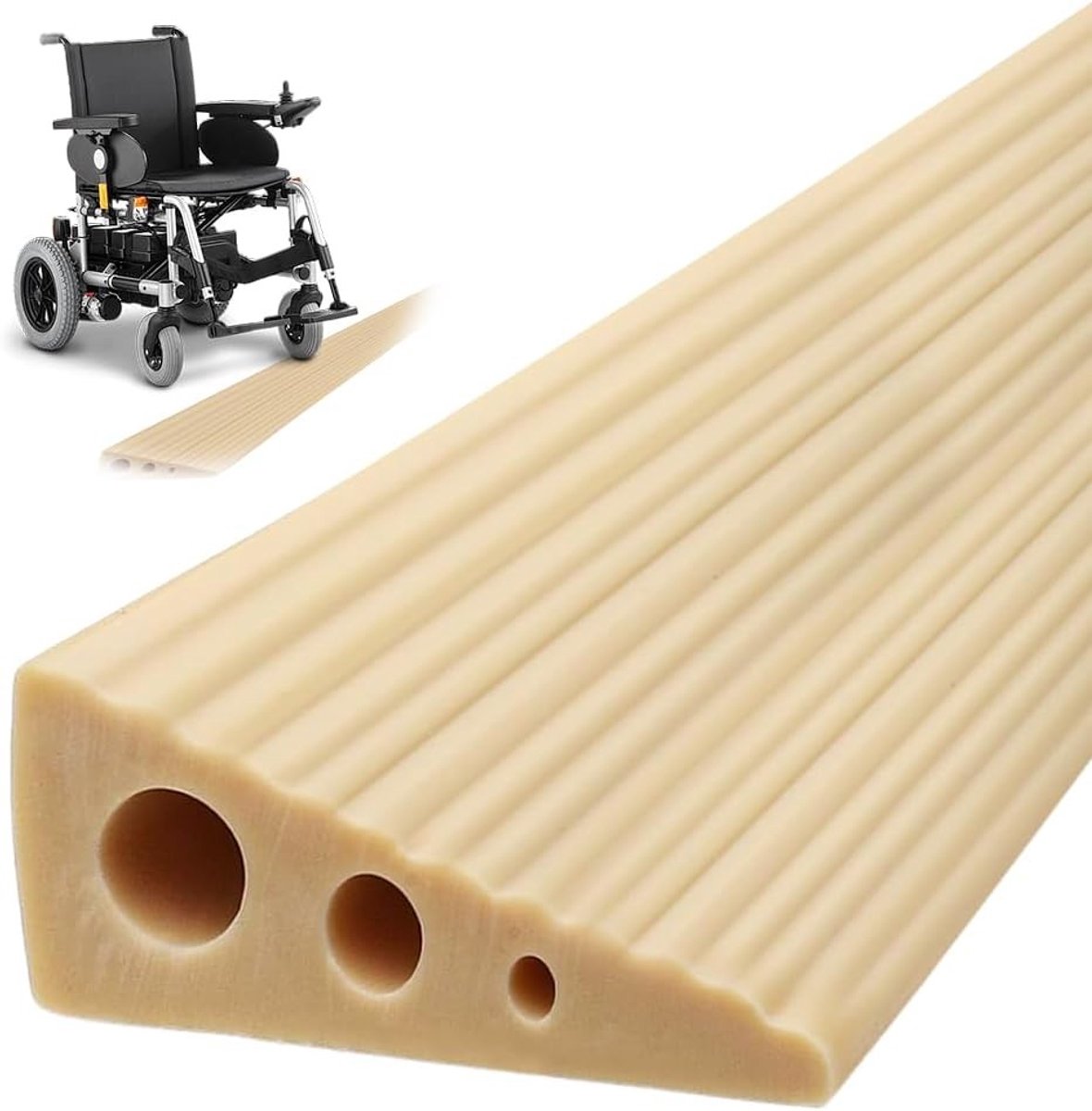 Drempelhelling 2.5 x 6.5 x 100 cm, Zelfklevende Antislip Rubber Drempel voor Rolstoel, Kinderwagen, Looprek en Scootmobiel, Bruin