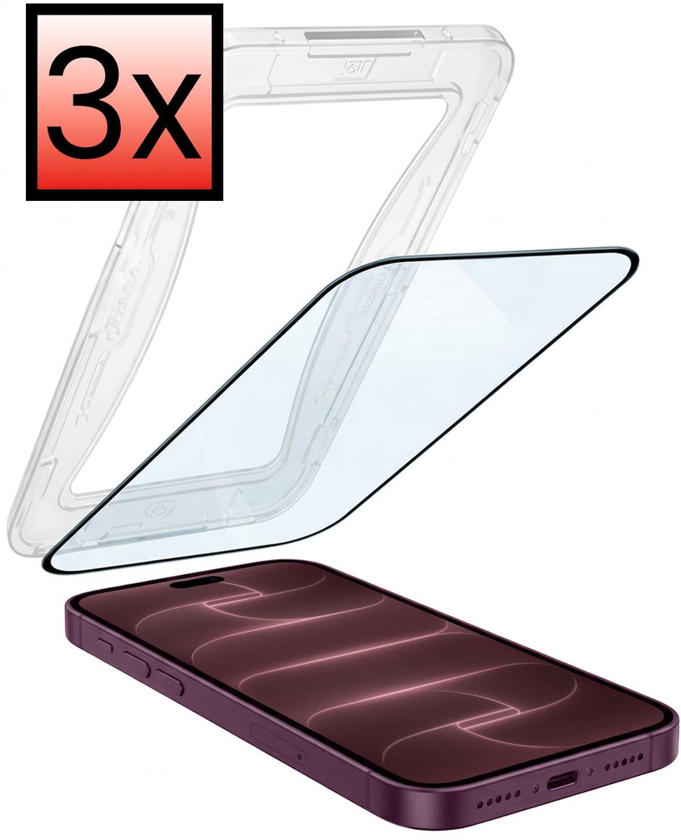 Screenprotector - 3 Stuks - Geschikt voor Apple iPhone 18 Pro Max - Met Installatie Kit - Beschermglas - Gehard Glas - Tempered Glass - Screen Protector - Inclusief Montage Frame - Buigbaar Hybrid Bescherm Cover