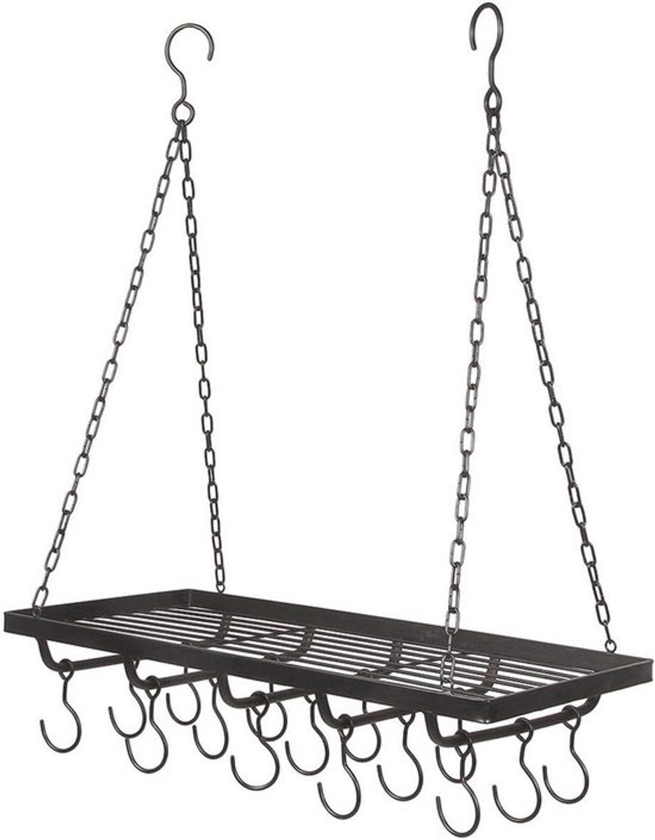 Zwarte Panhanger van Smeedijzer 74 x 60 x 28 cm