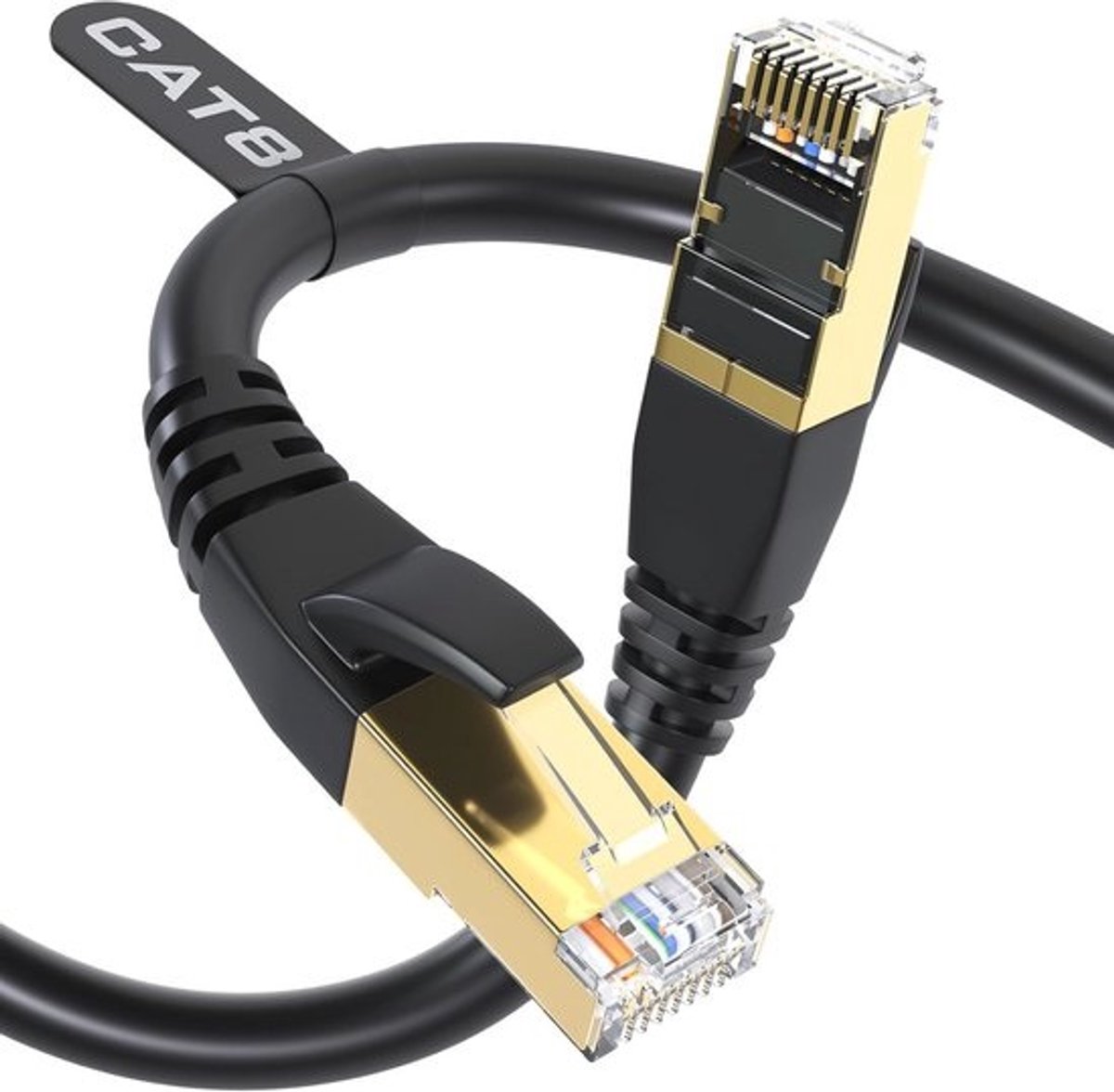 Heavy Duty Cat 8 Ethernet-kabel 60FT (18,2 m) - 40 Gbps S/FTP met Vergulde RJ45-stekker