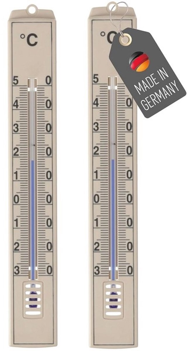 Weerbestendige Buitenthermometerset - Analoge Temperatuurweergave -30 tot 50 °C - Voor Binnen en Buiten - 2 Stuks - Geel