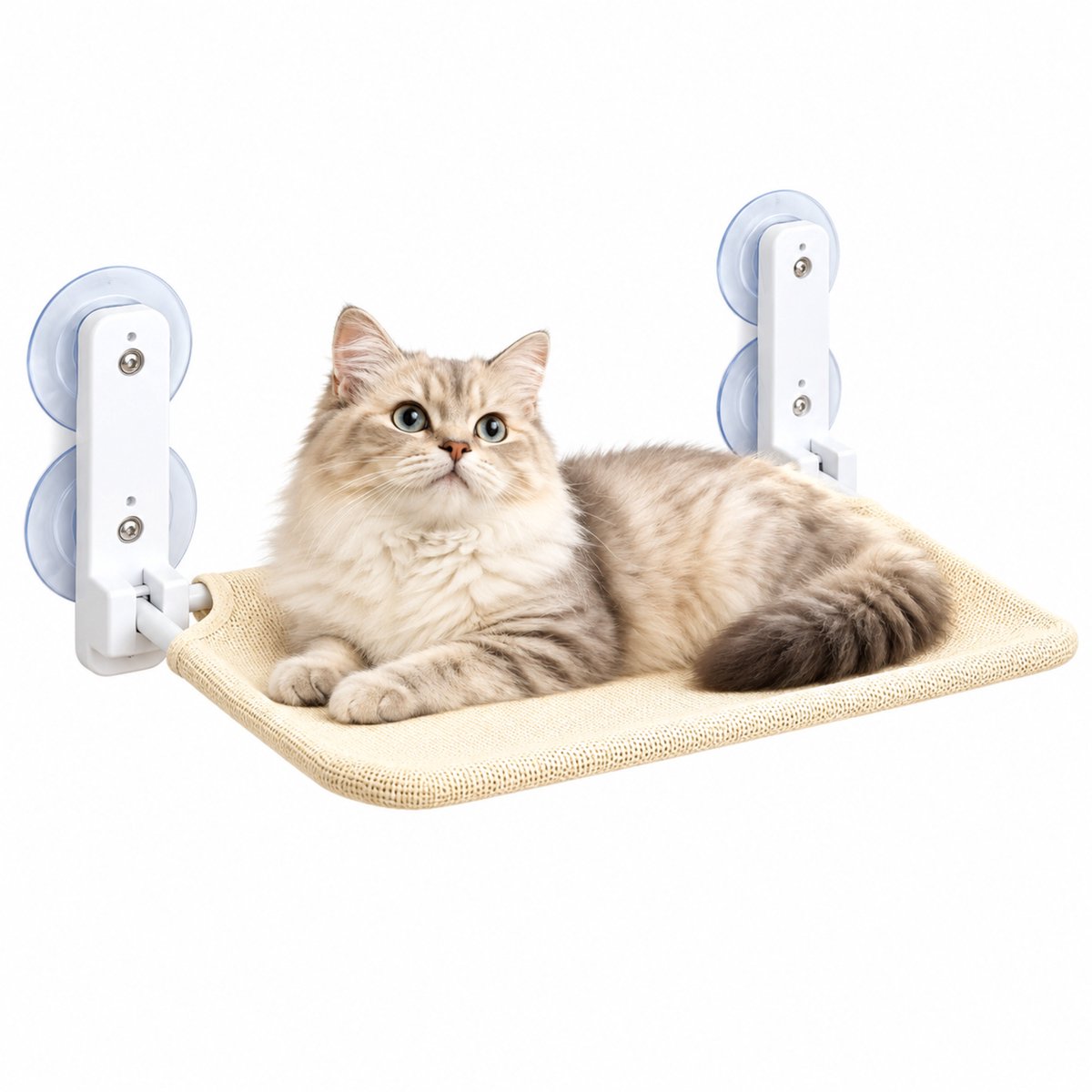 Noventra Kattenhangmat - voor Raam & Muur – Kattenplank met Zuignappen – Opvouwbare Kattenligplaats – Zacht Mesh – Voor Katten