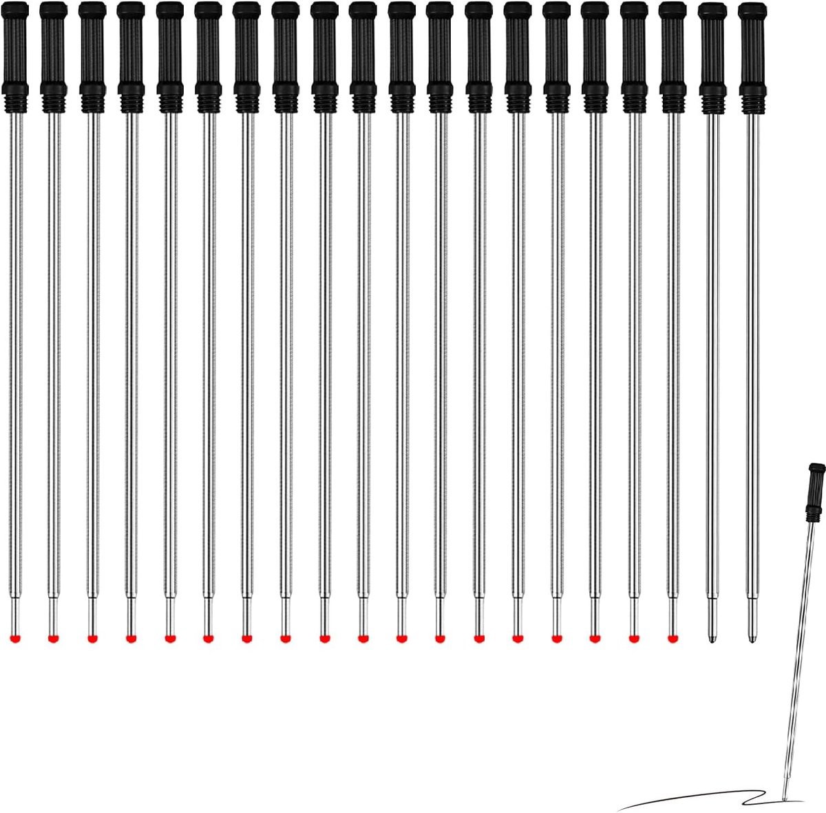 Penvullingen compatibel met Cross 8513, inktvullingen, balpen, metaal, 11,6 cm, punt 1 mm, vloeibaar schrijven, duurzaam, vervangende cartridge voor kantoor, dagelijks gebruik, zwart