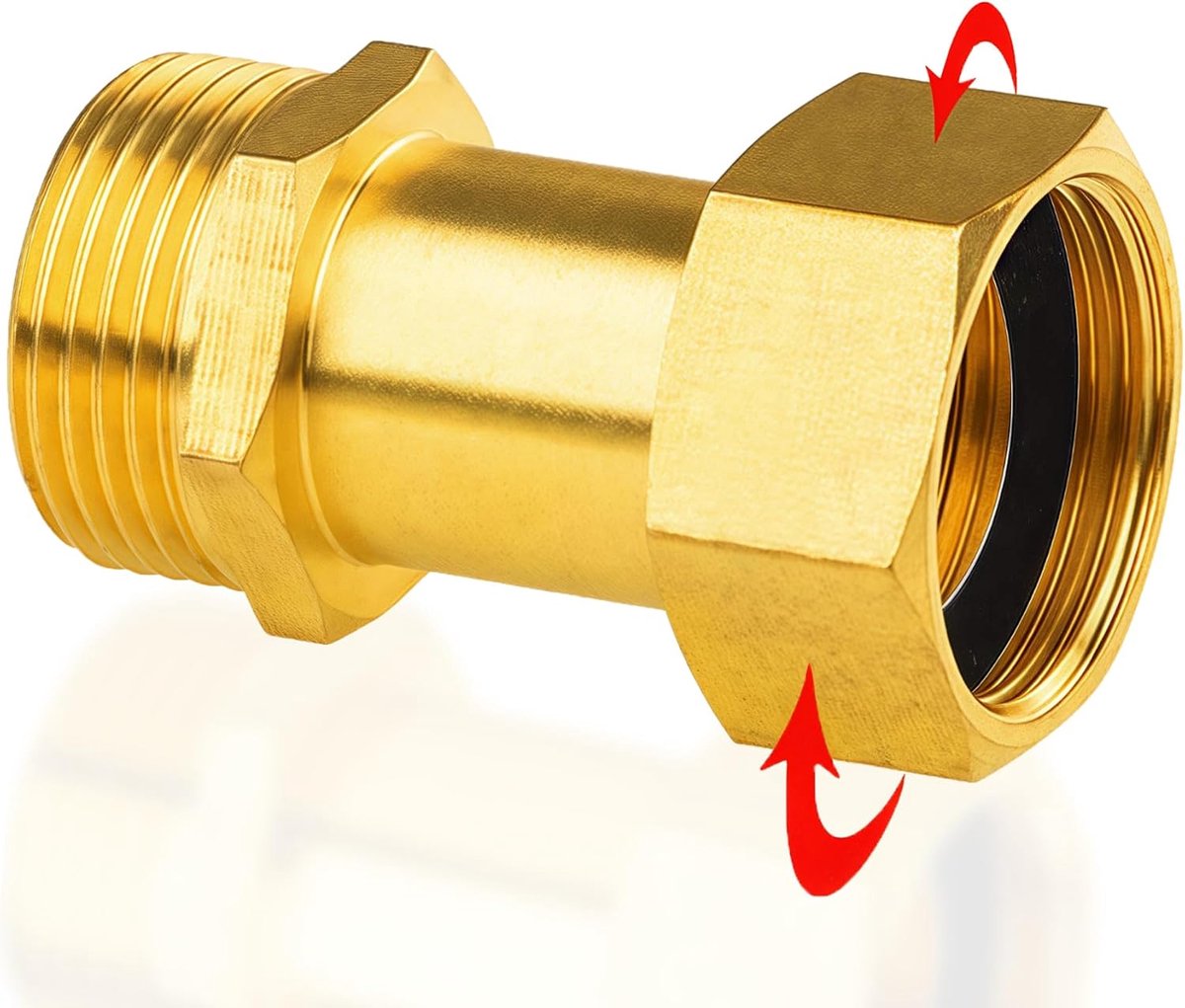 Beweegbare schroefverbinding aan beide zijden gelijk G1 x G1 inch buitendraad x binnendraad (buitendraad diameter 32,5 mm x binnendraad diameter 30,5 mm), DN25, met afdichting