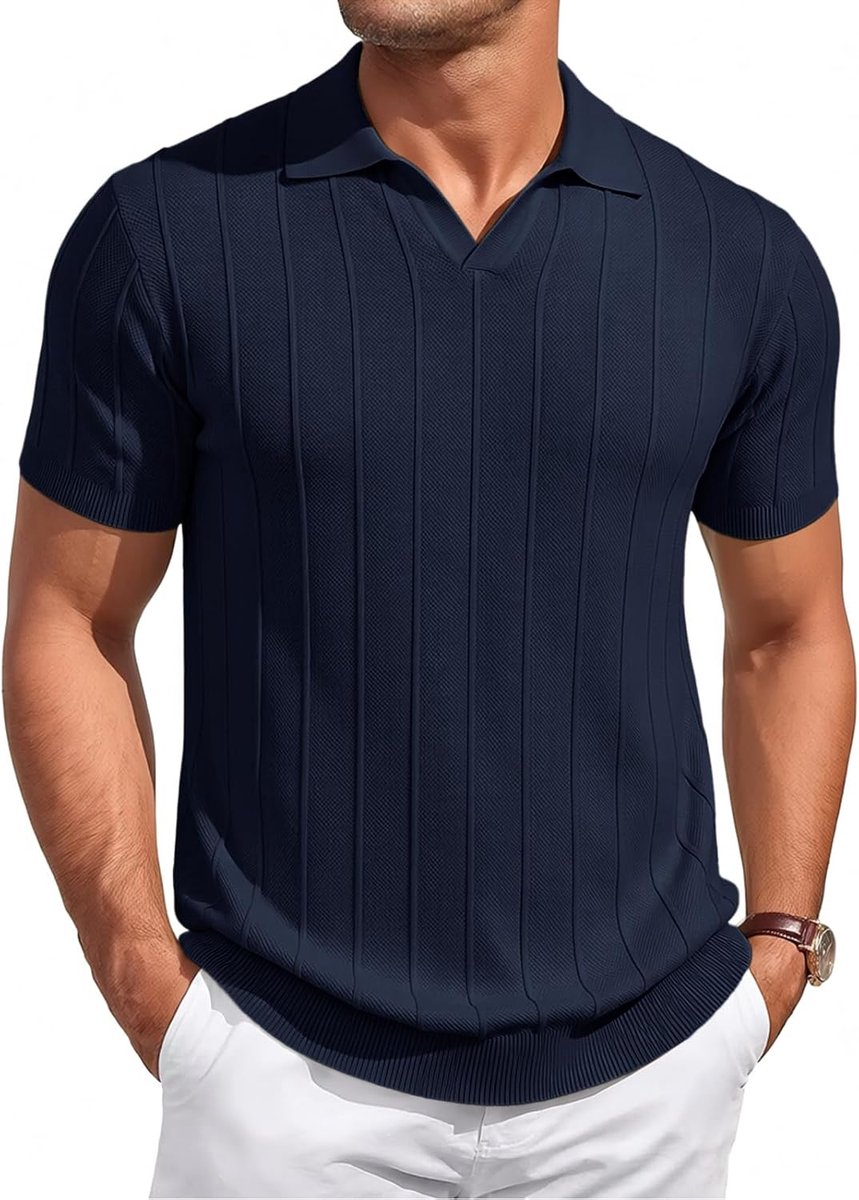 Heren poloshirt zomer korte mouwen gebreid poloshirt mannen effen knoopsluiting T-shirts slim fit sport golf shirt casual basic poloshirts