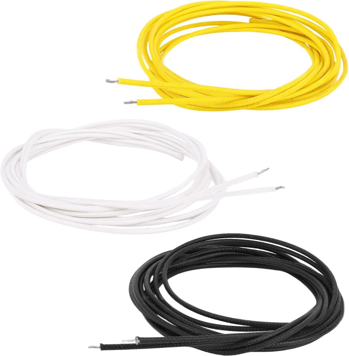 9m met Stof Beklede Pushback Gitaarkabelset, 3 Stuks Vintage Gevlochten Kabel voor Upgrades en Reparaties van Elektrische Gitaren (3m Geel/Wit/Zwart)