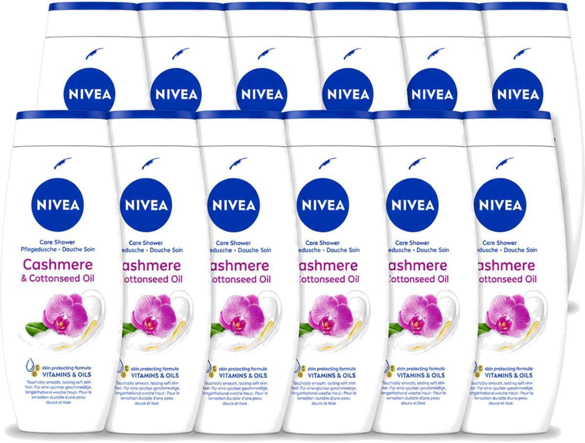 12 x Nivea - Douche Cashmere Moments - Beschermend - 250 ml - Voordeelverpakking - 12 stuks