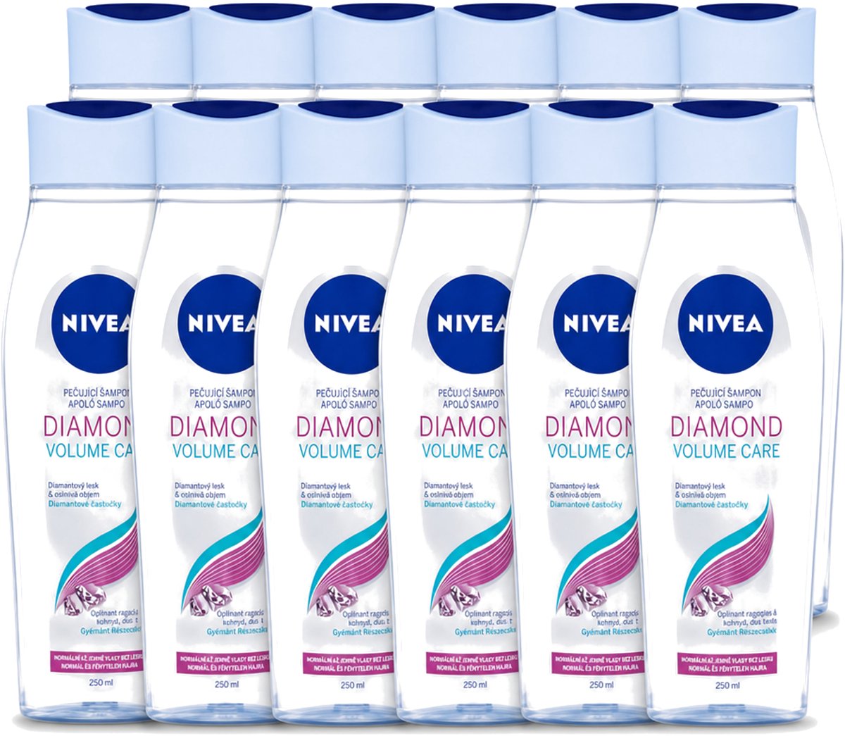 12 x Nivea - Diamond Volume Care Shampoo - 250 ml - Voordeelverpakking - 12 stuks