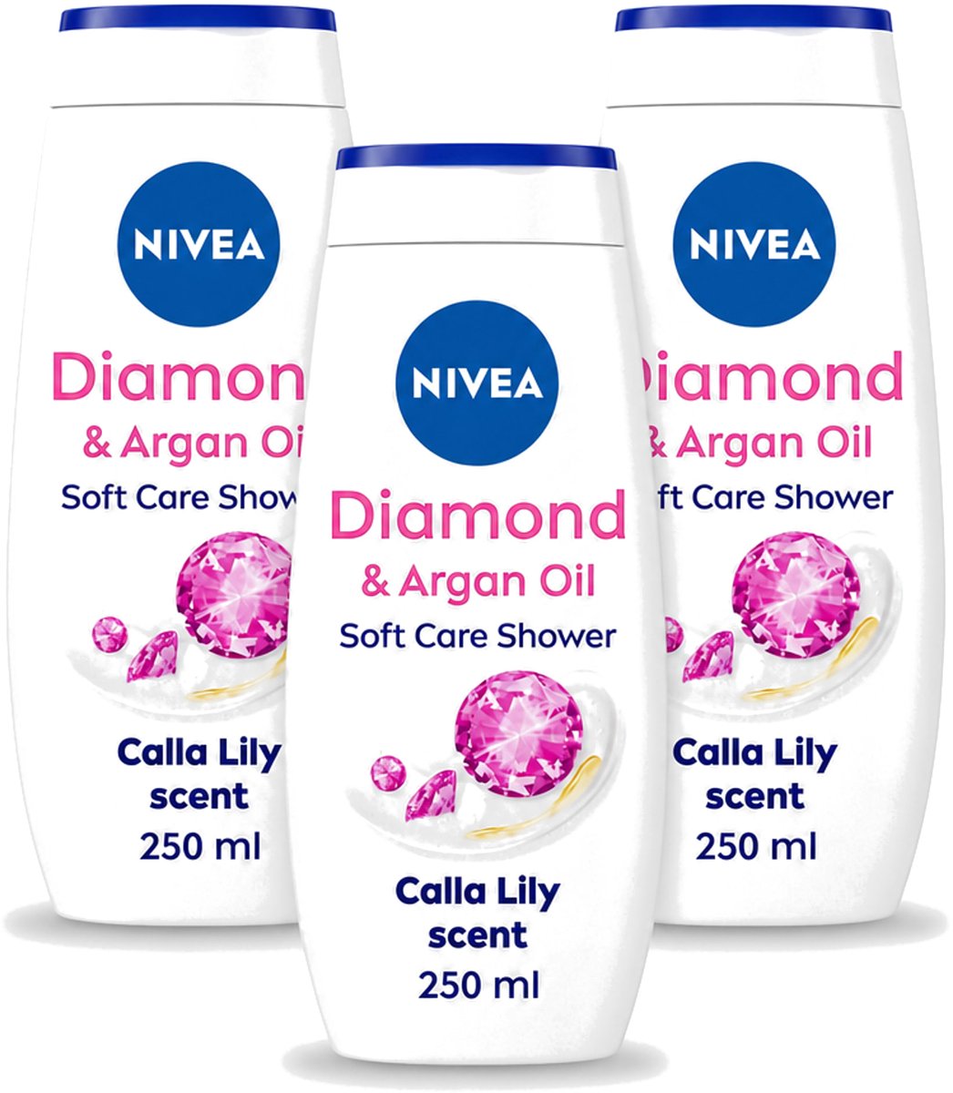 3 x Nivea - Diamond Touch Douchegel - Sensuele Leliegeur - 250 ml - Voordeelverpakking - 3 stuks
