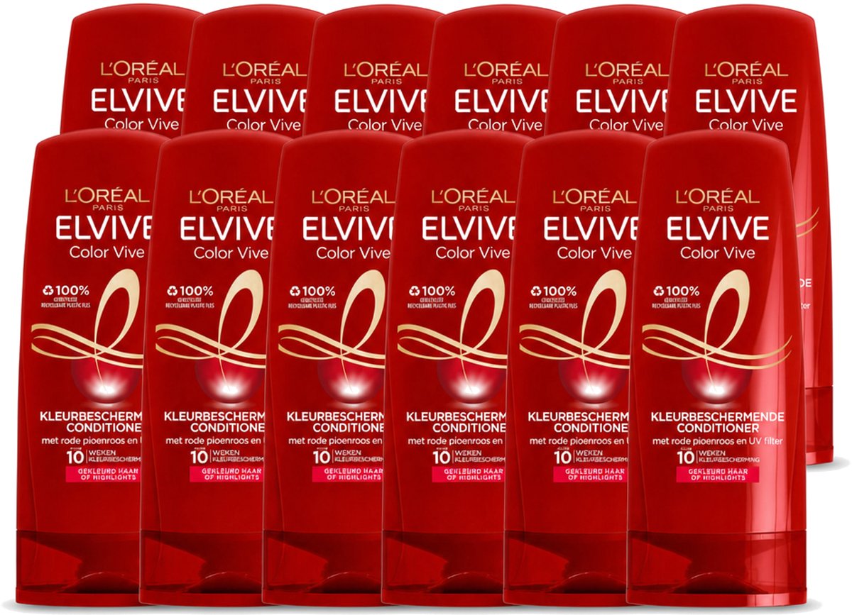 12 x L'Oréal Elvive Color Vive - Conditioner - 200 ml - Voordeelverpakking - 12 stuks