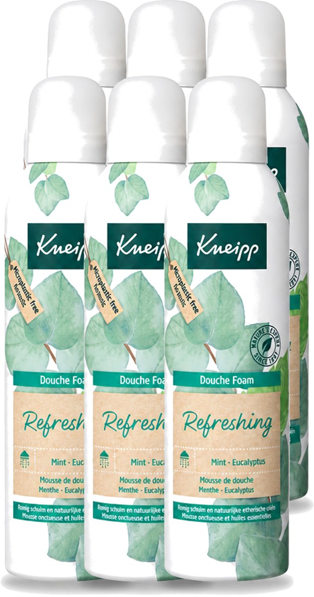 6 x Kneipp - Douchefoam - Mint & Eucalyptus - Vegan - 200 ml - Voordeelverpakking - 6 stuks