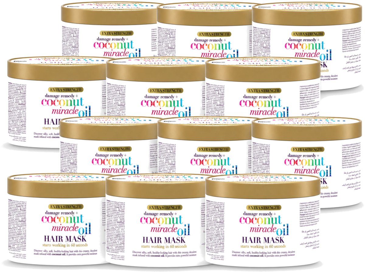 12 x OGX - Coconut Miracle Oil - Haarmasker - Intens Voedend - Voor Beschadigd Haar - 300 ml - Voordeelverpakking - 12 stuks