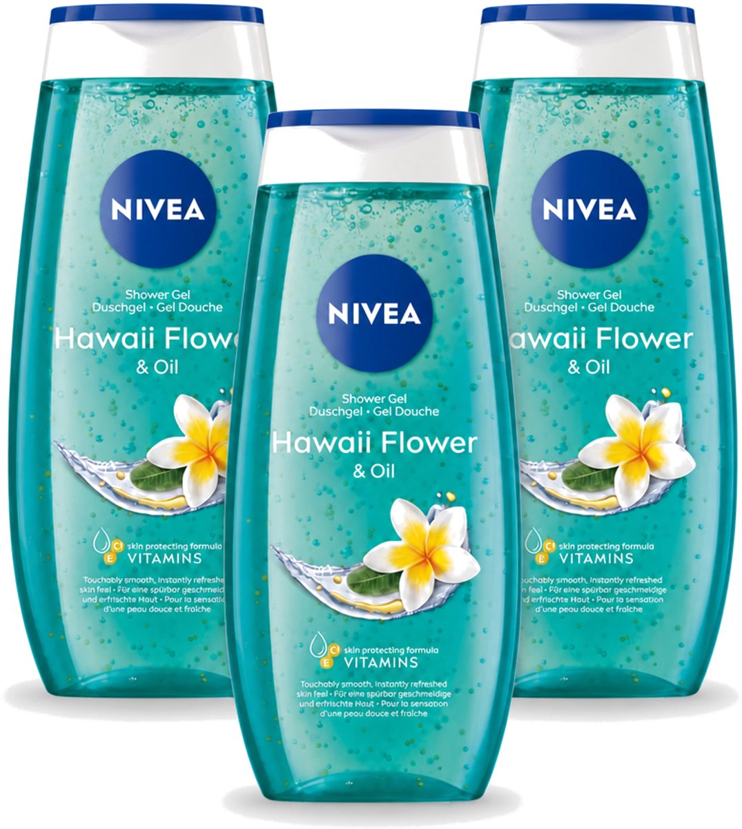 3 x Nivea – Douchegel – Hawaii Flower & Oil – 250 ml - Voordeelverpakking - 3 stuks