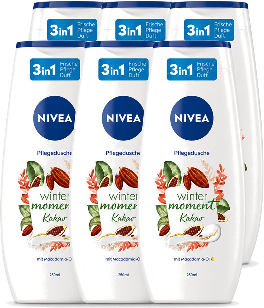 6 x Nivea - Douchegel - Winter Moment Cacao - 250 ml - Voordeelverpakking - 6 stuks