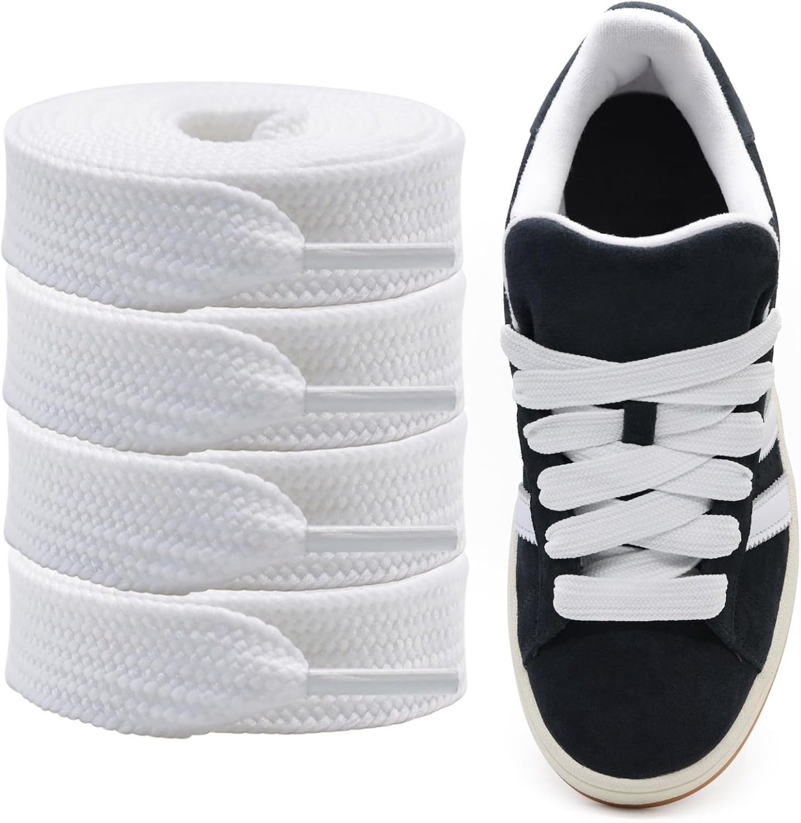 Veters voor Adidas Campus 00s, 2 Paar Pack 15mm Dikke Platte Brede Jumbo Veters, Vervangingsveters voor Sneakers