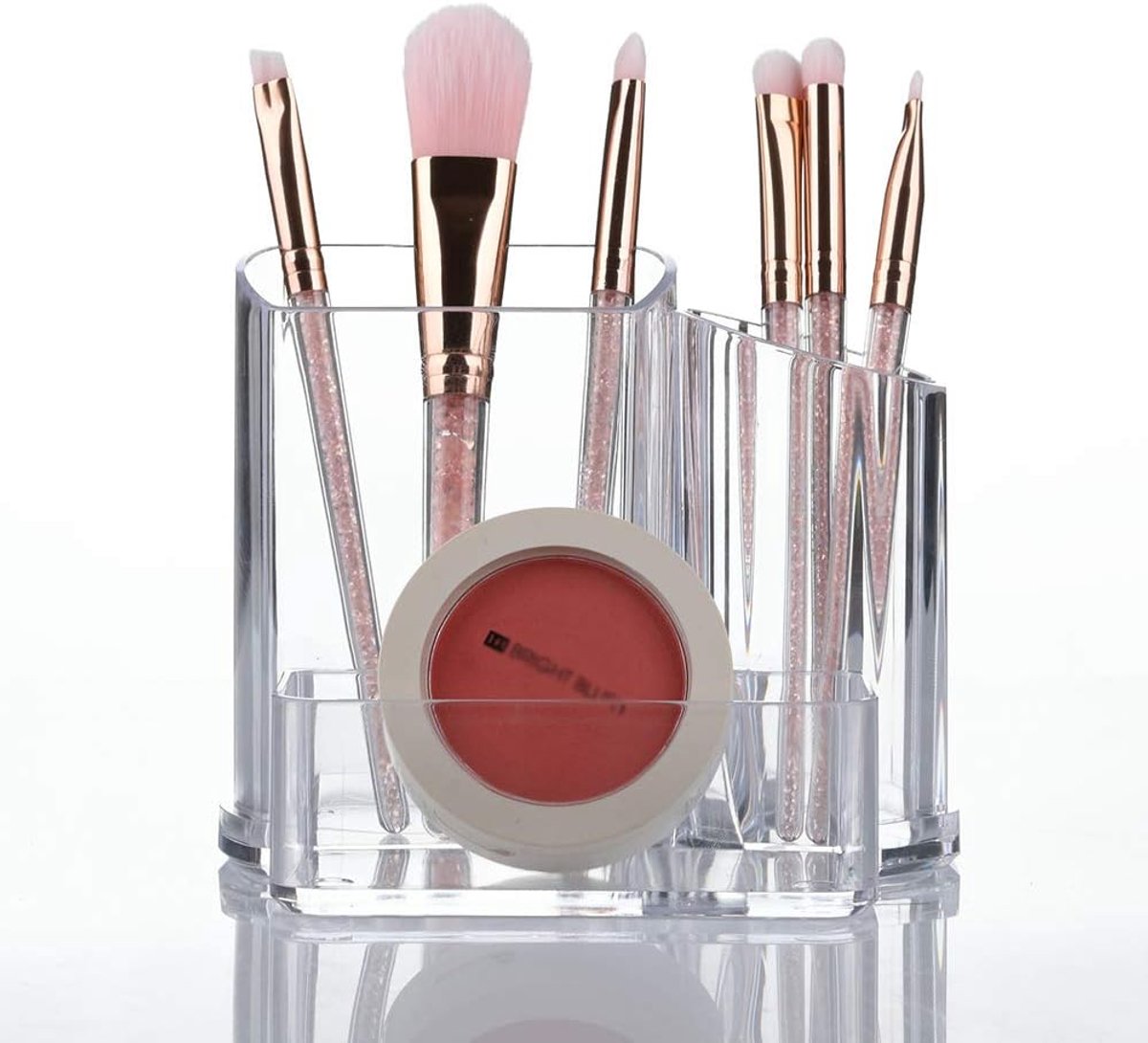 Organizer Penseelhouder 3 Secties Acryl Cosmetica Opbergkoffer Stand voor Make-up, Thuis, Kantoor, Badkamer