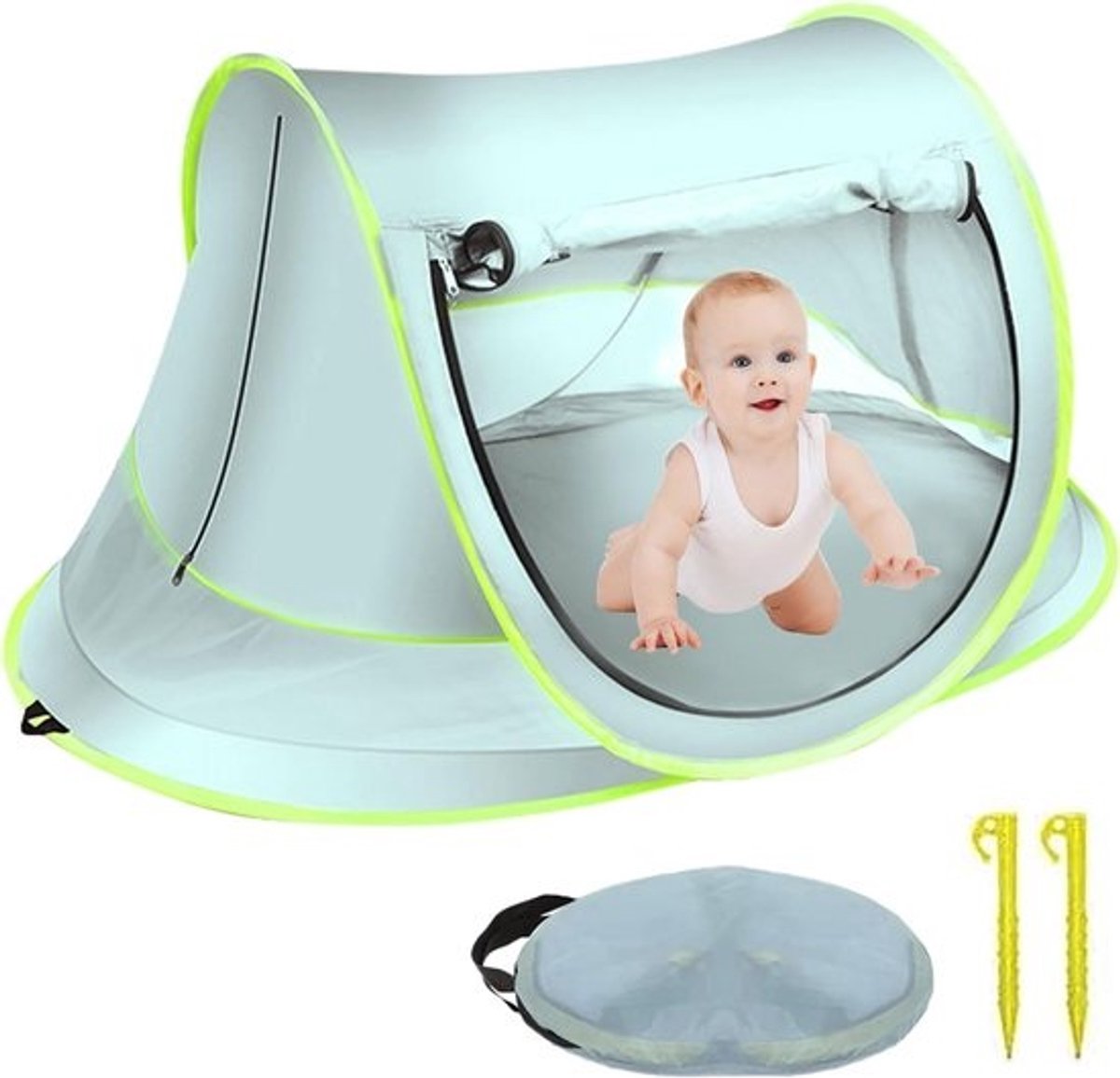Pop-up strandtent voor baby's - draagbare lichte zonnetent met UV50+ bescherming - ideaal voor familie strand camping - wandeltochten - tuin barbecuefeesten
