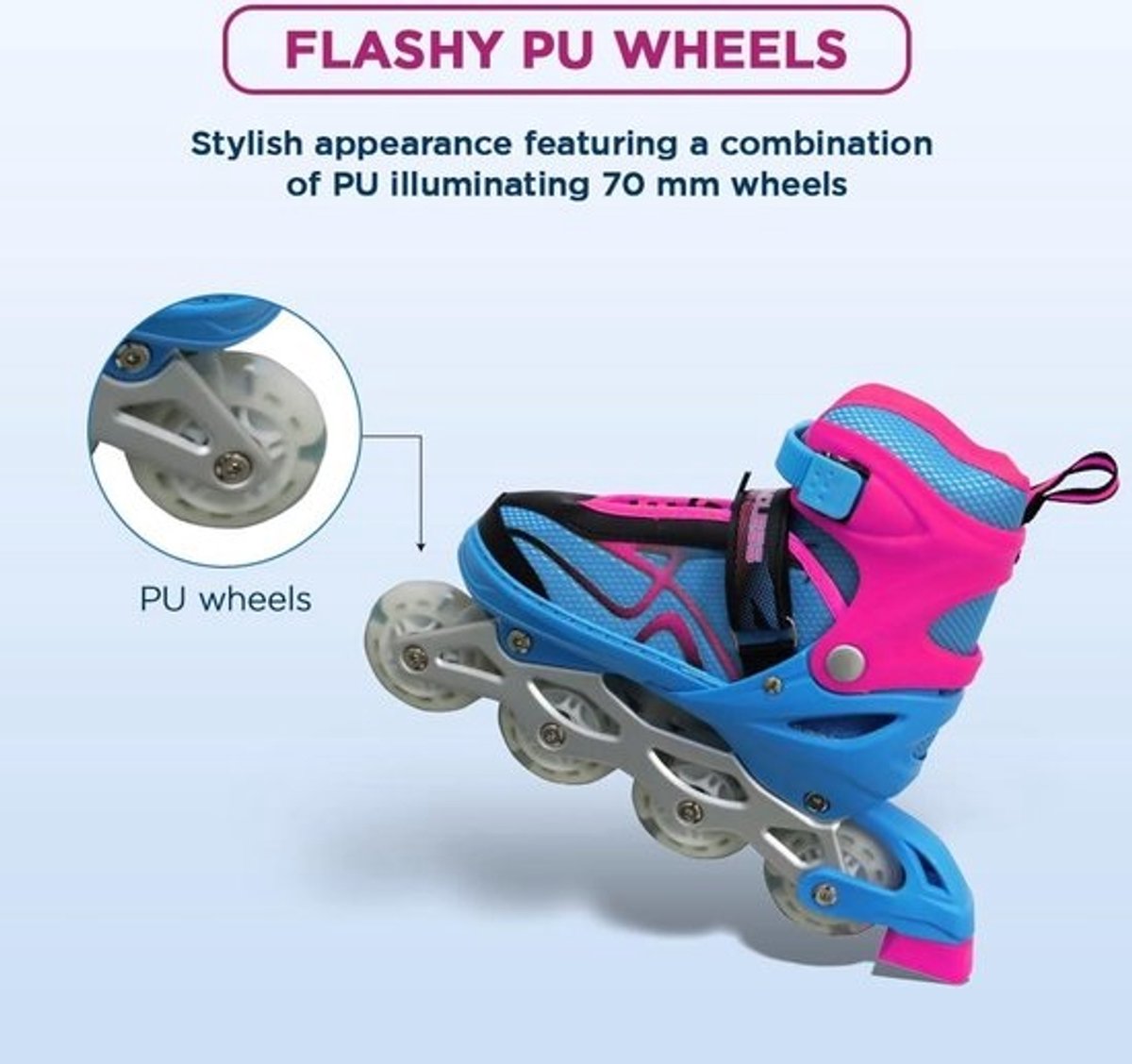 Inline Verstelbare Skates Maat 34 EUR (UK 1.5) - 38 EUR (UK 5) voor 6 tot 12 Jaar | EL1027
