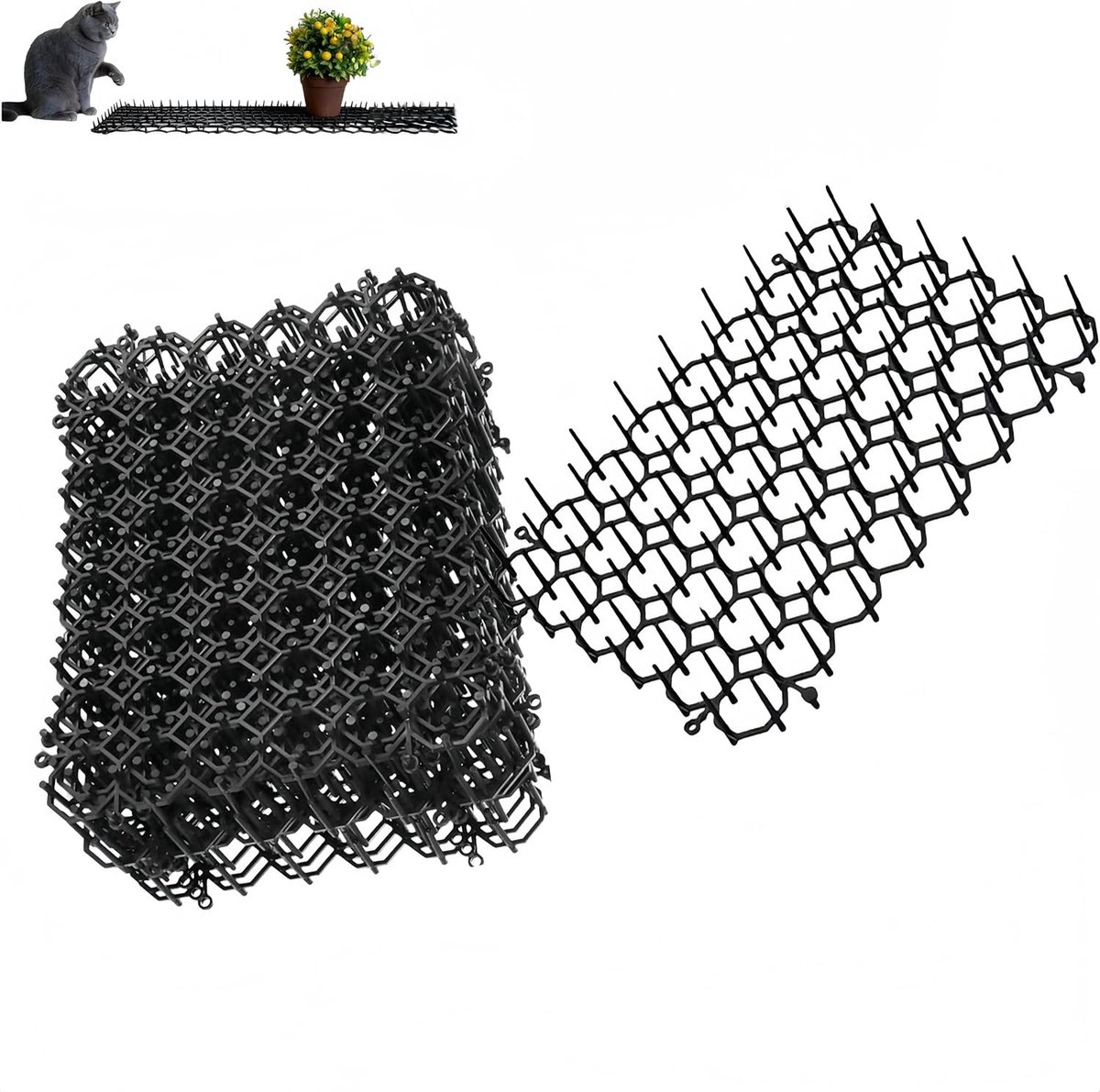Anti-Cat Spikes Mat 20x15cm - Herbruikbare Prikkeldraadmat voor Tuin, Dierenbarrière en Graafstopper