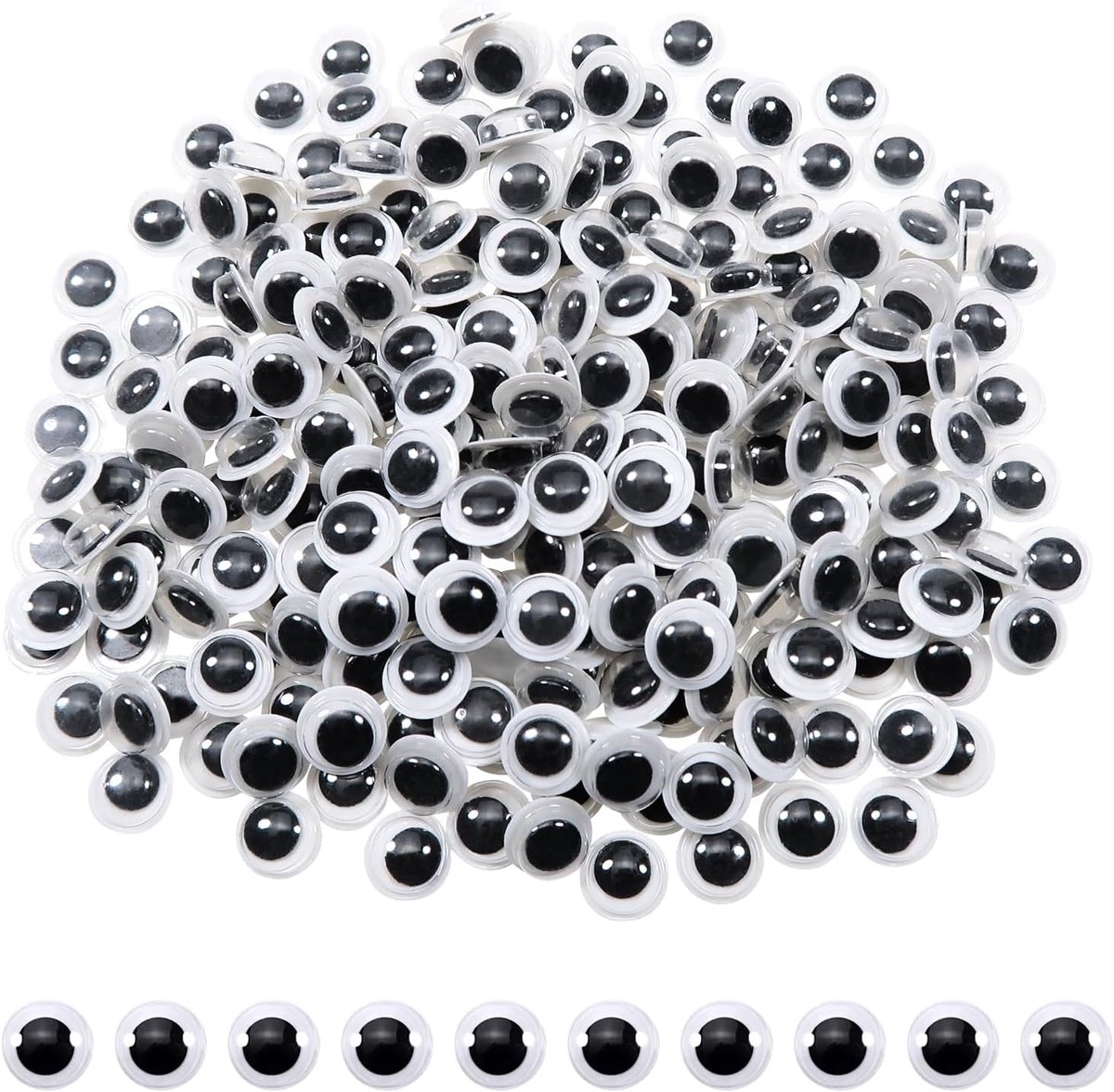 100 stuks Zelfklevende Wiebelogen Rond Zwart Wit 8 mm Googly Eyes Kunststof Ogen voor Scrapbooking Kunsthandwerk Accessoires