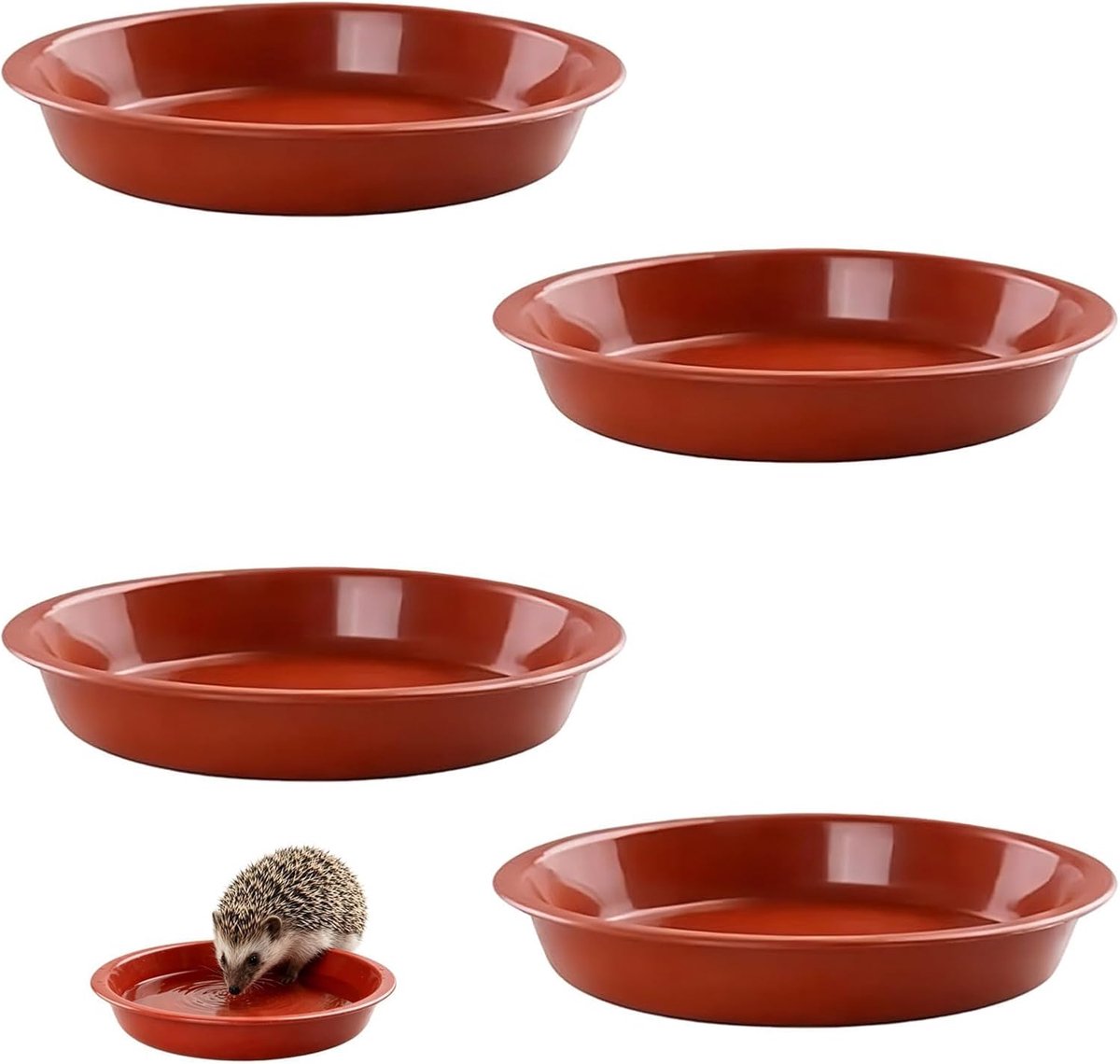 4 stuks laag voerbakje voor egels, 14 cm, 2 cm hoog, voor tuin & binnen