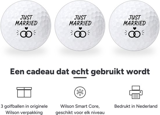 Wilson Golfballen Just Married - Huwelijk Golf Cadeau - 3 stuks - Golfbal met Opdruk van Wilson — afbeelding 2
