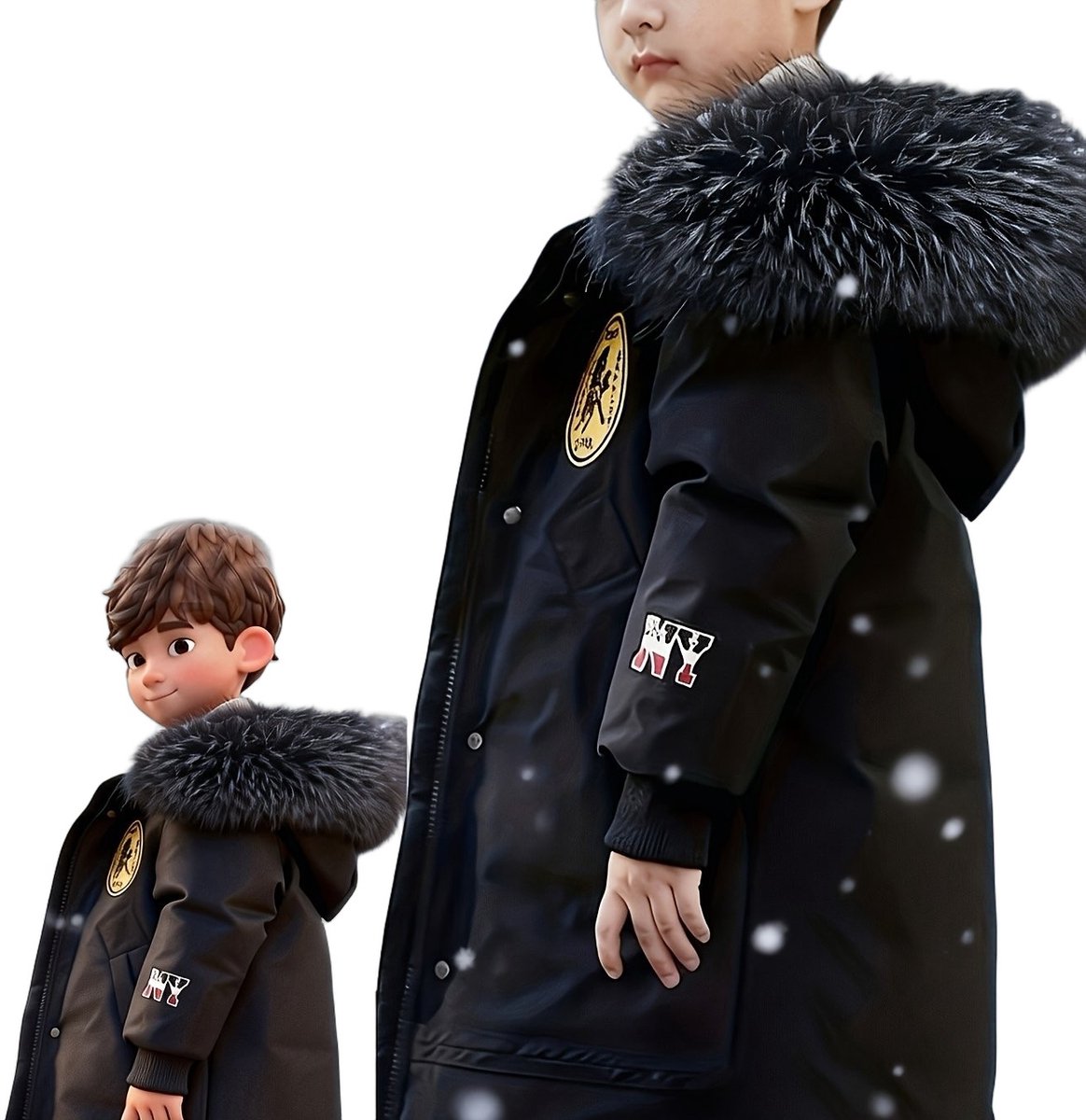 Currero Winterjas Parka Jongens Lange Jas Wintermantel Overjas Gewatteerd Waterdicht Winter Stijlvol Mantel Kinderen 8 Jaar Zwart