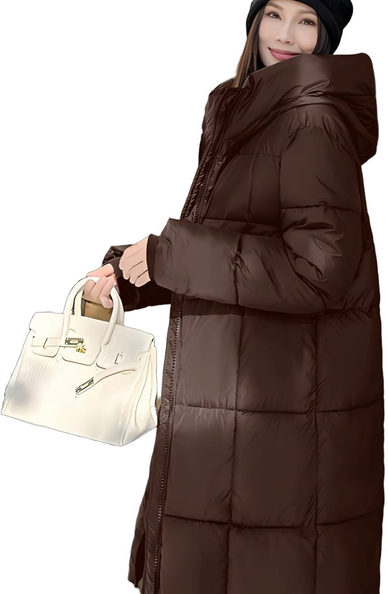 Currero Winterjas Parka Dames Lange Jas Dames Wintermantel Overjas Gewatteerd Waterdicht Winter Stijlvol Mantel Vrouwen Volwassen Donkerbruin