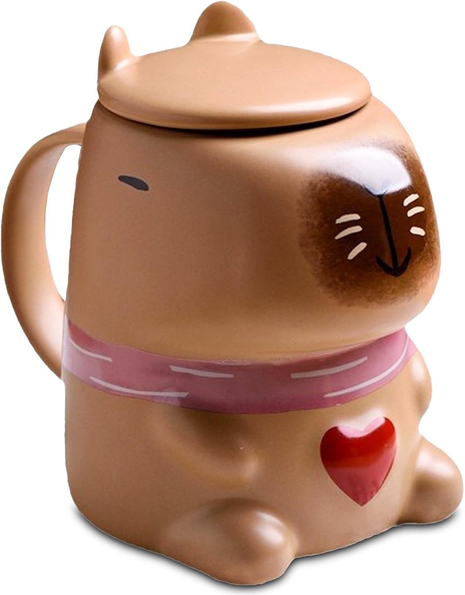 Leuke 3D Capybara Mok met Deksel, Cartoon Design, Perfect voor Koffie en Thee, Origineel Cadeau voor Kinderen en Volwassenen, 400 ml