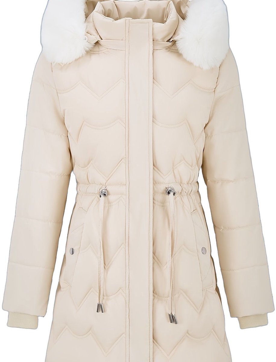 Currero Winterjas Parka Dames Lange Jas Dames Wintermantel Overjas Gewatteerd Waterdicht Winter Stijlvol Mantel Vrouwen Volwassen Beige