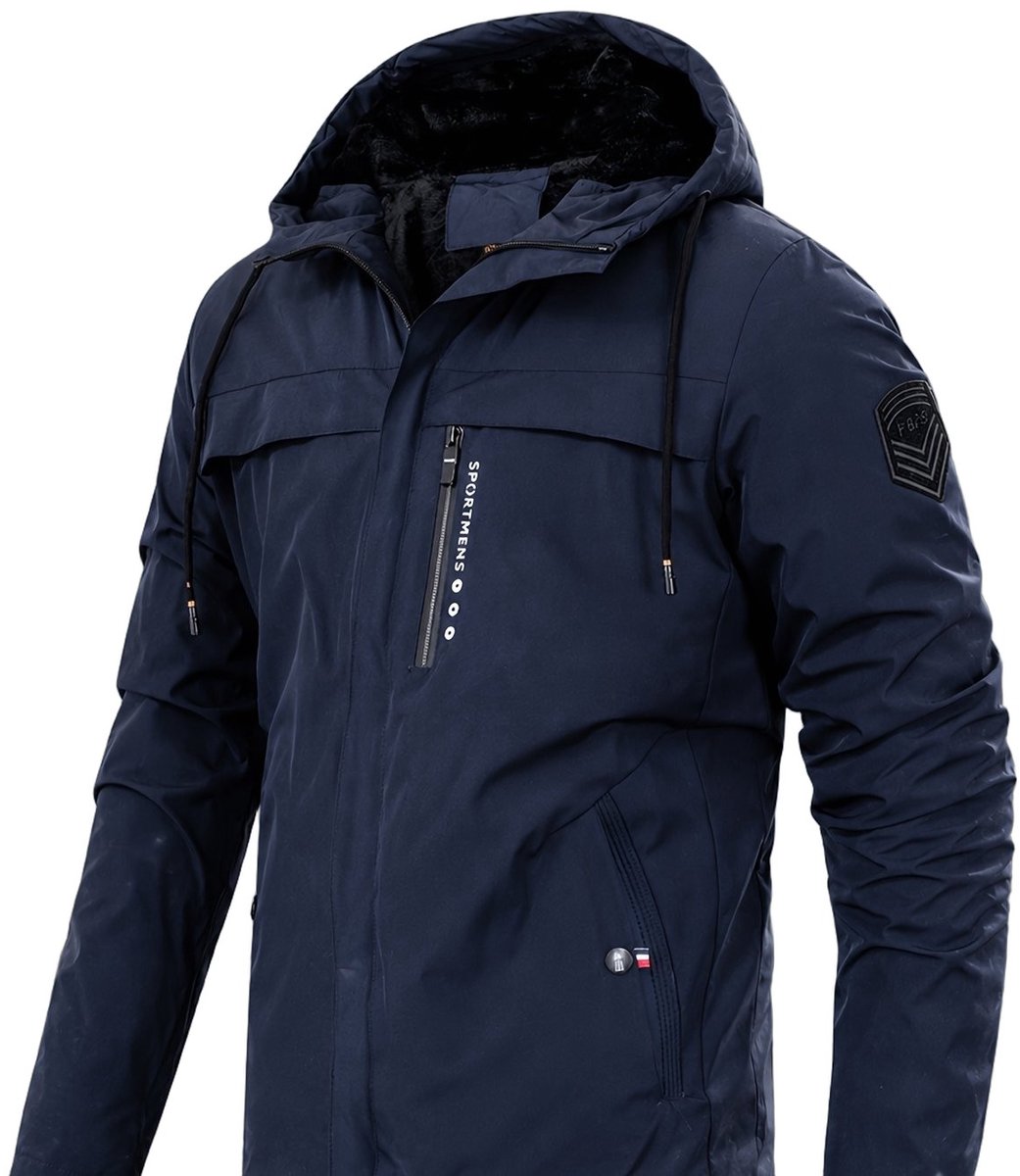 Currero Winterjas Parka Heren Lange Jas Mannen Wintermantel Overjas Gewatteerd Waterdicht Winter Stijlvol Mantel Volwassen Diepblauw