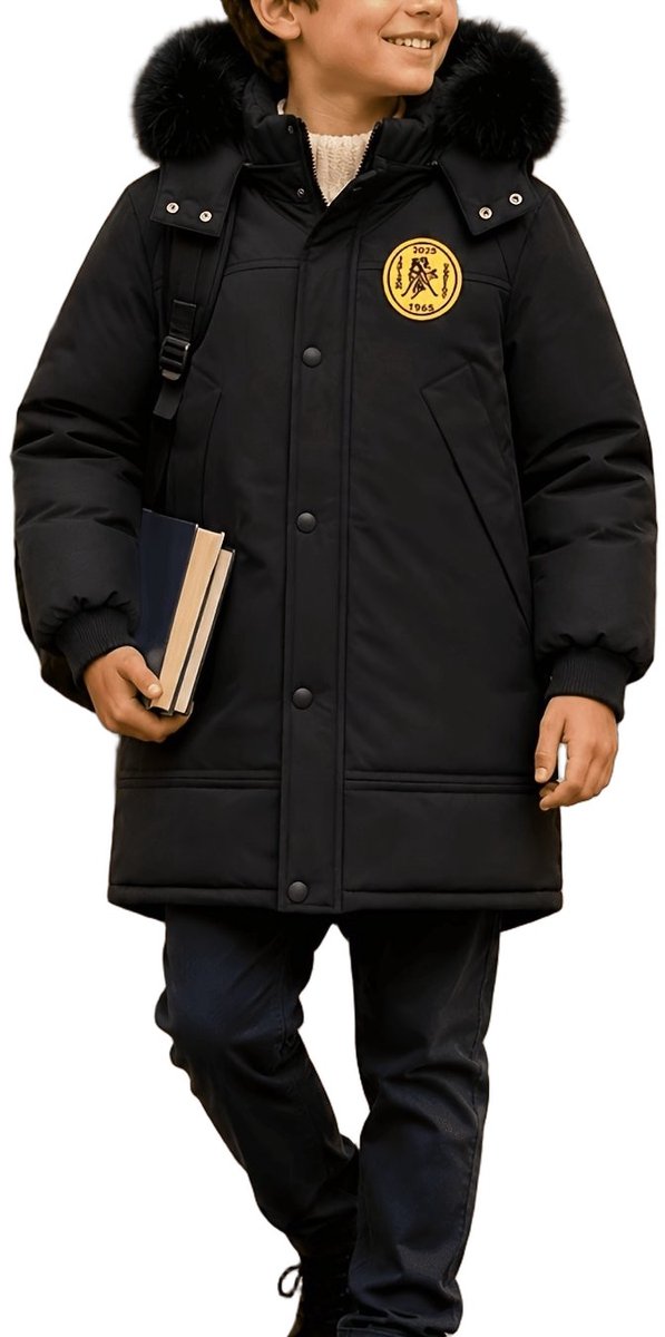 Currero Winterjas Parka Jongens Lange Jas Wintermantel Overjas Gewatteerd Waterdicht Winter Stijlvol Mantel Kinderen 13 Jaar Zwart