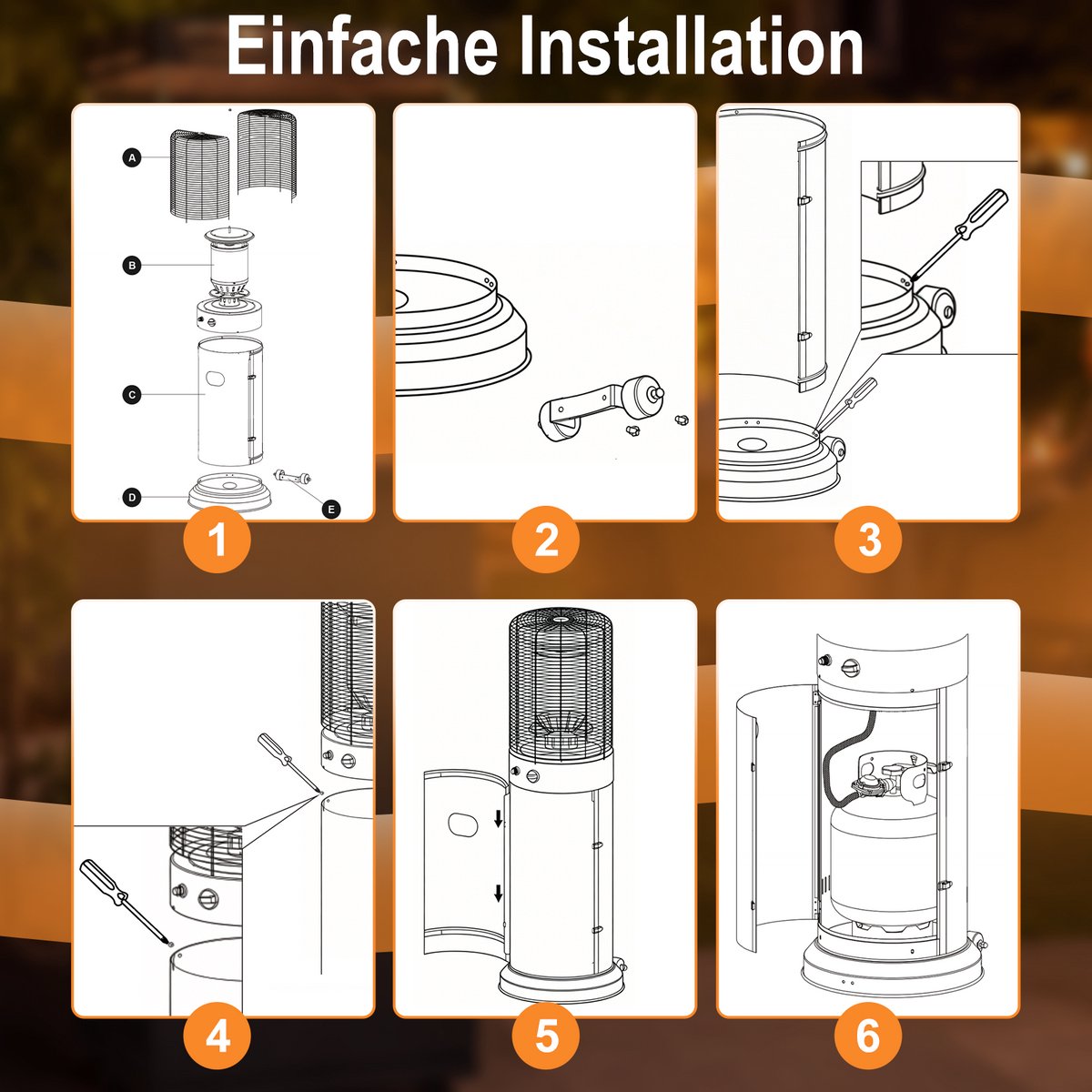NETTLIFE Gas terrasverwarmer 5-10kW | Staande tuinverwarmer met kantelbeveiliging - piëzo-ontsteking - wielen & beschermhoes | Voor tuin en terras - geschikt voor 15kg gasfles – foto 7