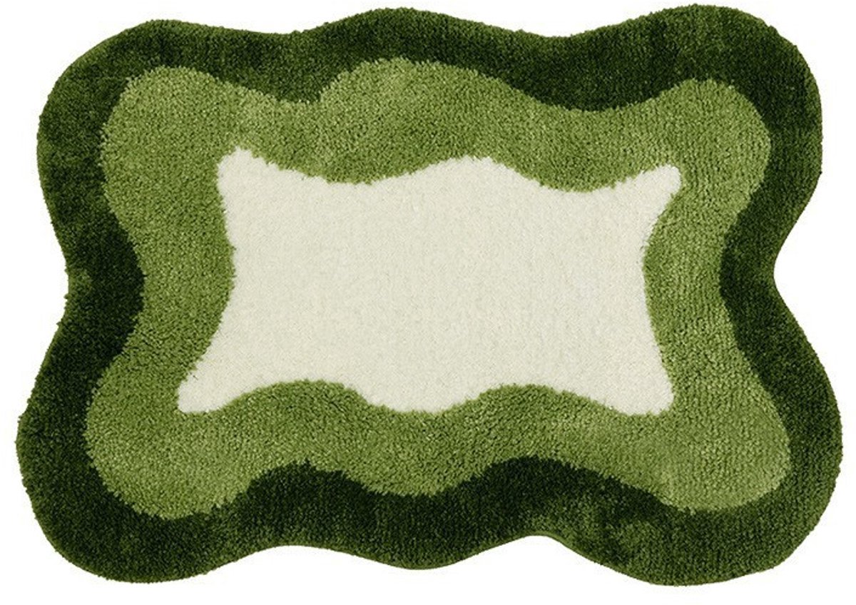 Antislipmat voor de badkamer - Onregelmatig gevormd imitatiekasjmier tapijt - 40 x 60 cm - Antislipmat voor de voeten in het toilet - Wasbaar - Zeer absorberend - Gemakkelijk schoon te maken deurmat - Groen