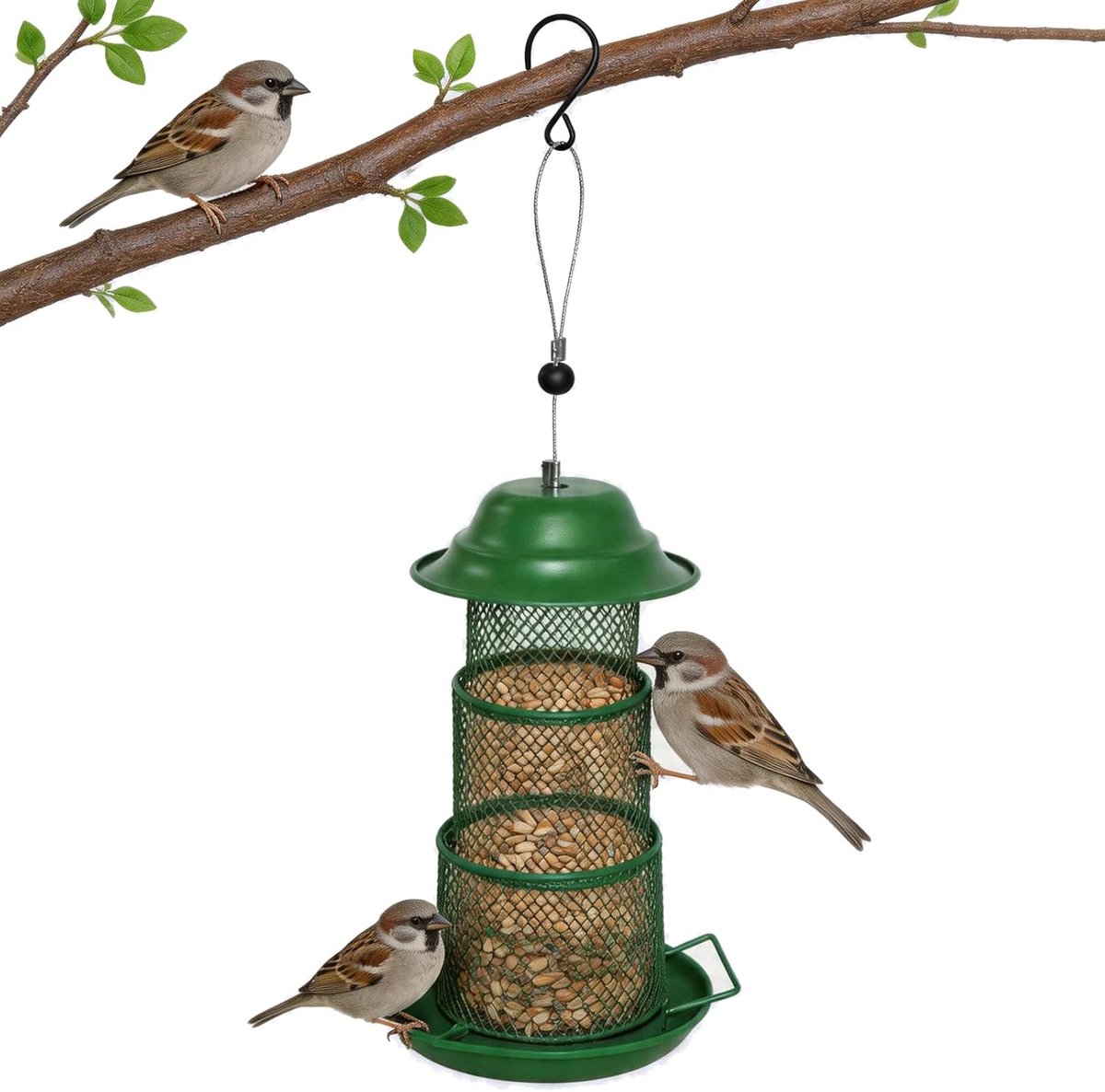 Vogelvoederhuisje om op te hangen, metalen opvouwbare vogelvoederdispenser | Metalen vogelhuisje, hangend vogelvoederstation, vogelvoederhuis om op te hangen, weerbestendig, met overkapping voor balkon