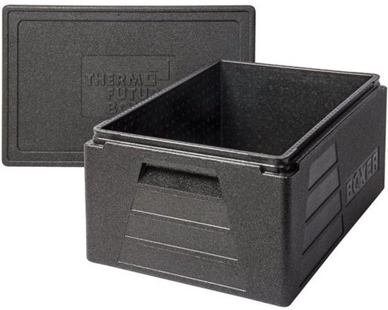 Thermo Future Box Square GN 1/1 Premium Transport Box, Warming Box and Insulation Box with Lid, Thermobox Made of EPP (Expanded Polypropylene), Black, 42 Litre Boxers van Merkloos — afbeelding 3