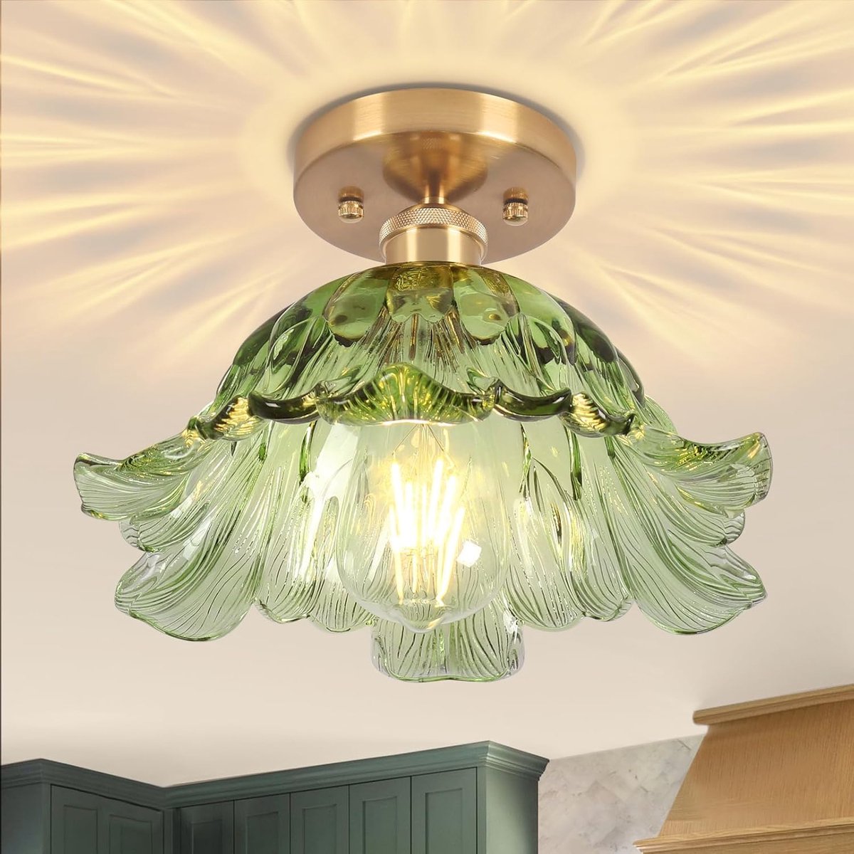 Plafondlamp Met Lampenkap groente Glas E27 28cm