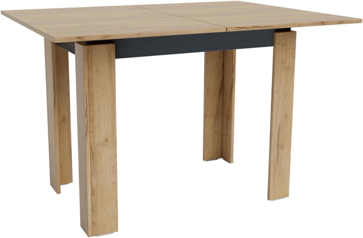 Eettafel Line Family 90-120 cm eiken Goldkraft antraciet - moderne eettafel keukentafel uittrekbaar - design tafel voor eetkamer en keuken - stabiel en onderhoudsvriendelijk
