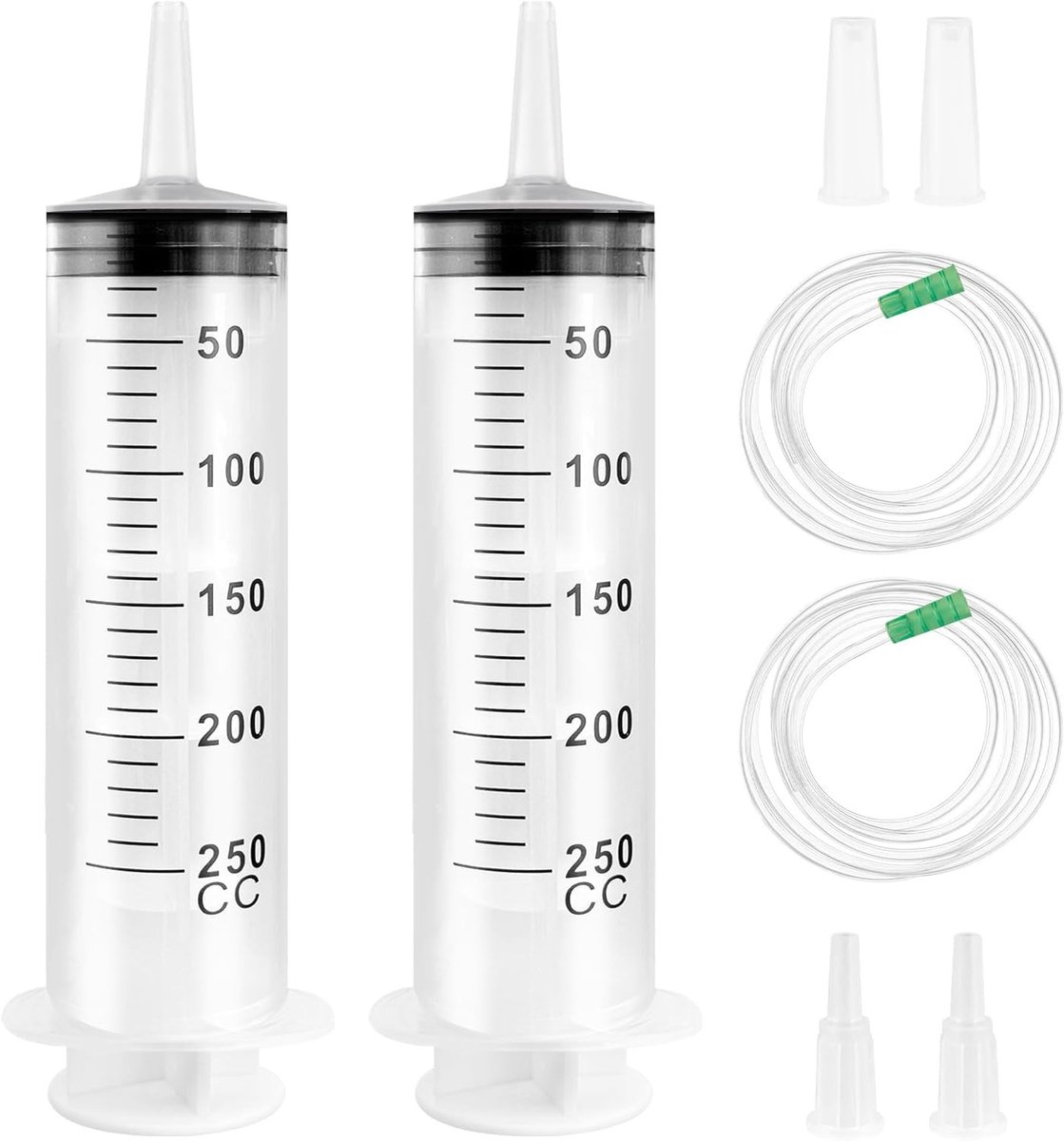 Herbruikbare spuit van 550 ml met slang, set van 2 grote spuiten voor precisietoepassingen en vloeistofoverdracht