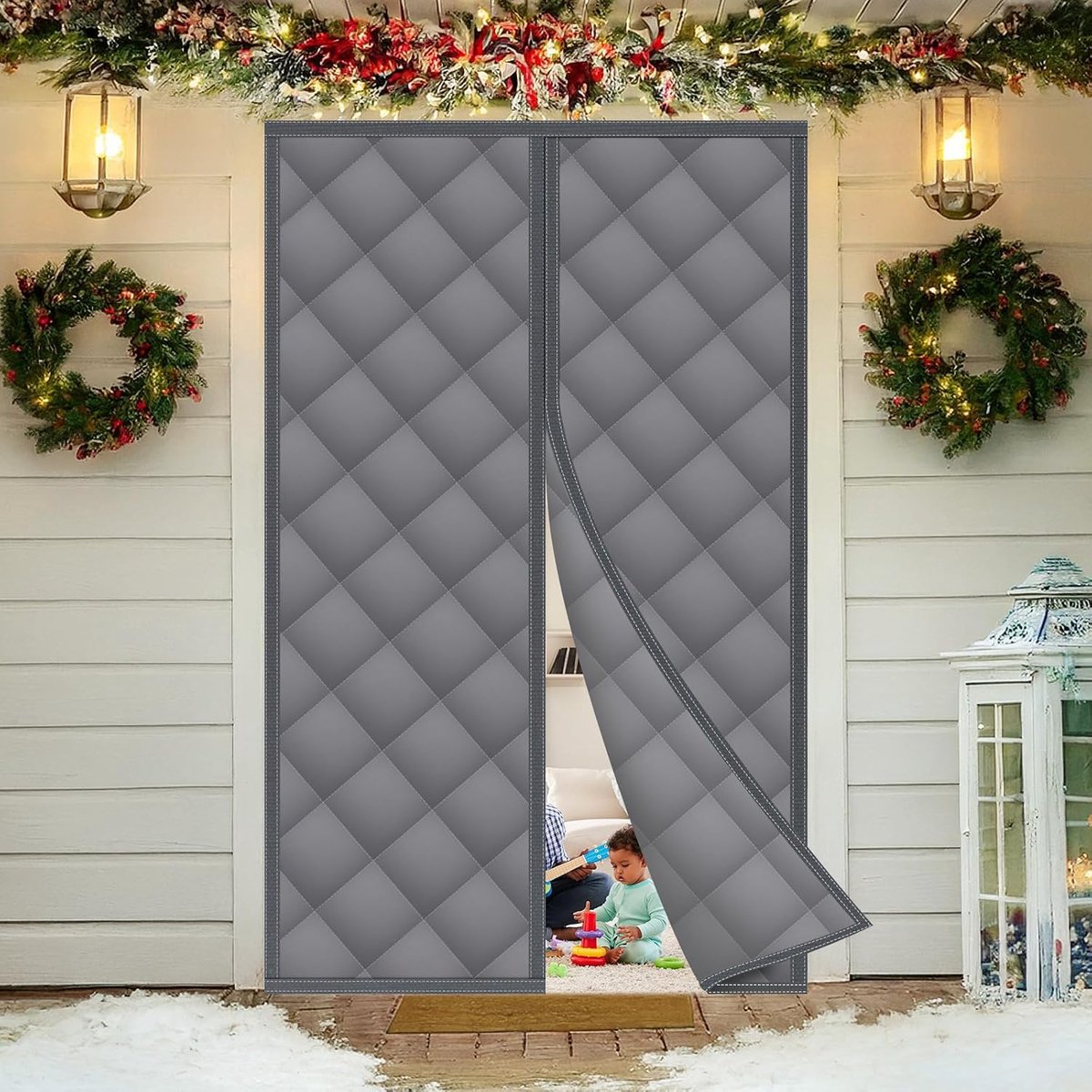 Geïsoleerd deurgordijn, thermisch deurgordijn, Oxford doek geluiddichte deurhoes met polyester katoen, winddichte tijdelijke gordijnen voor kamer keuken in de winter, 100 x 210 cm
