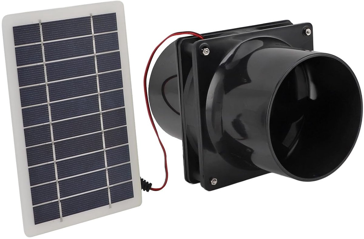 10W 12V Zonnepaneel Ventilatorset Ronde Buis op Zonne-energie Afzuigventilator ABS Zonne-ventilatieventilatoren voor Kippenhok Huisdier Huis Kas