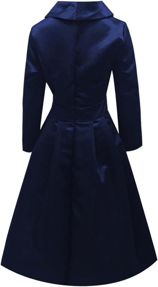 Damesjurk, cocktailjurk, ceremonie, elegant, grote maat, herfst, winter, lange mouwen, avond, bruiloft, ceremonie, chique, midi-jurk, A40 — afbeelding 3